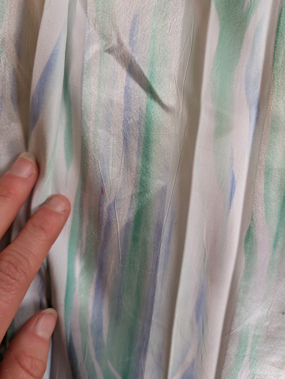 Vintage 1980s Alexis Fashion Inc Blue Green White Cottage Easter Sheer Dress Med