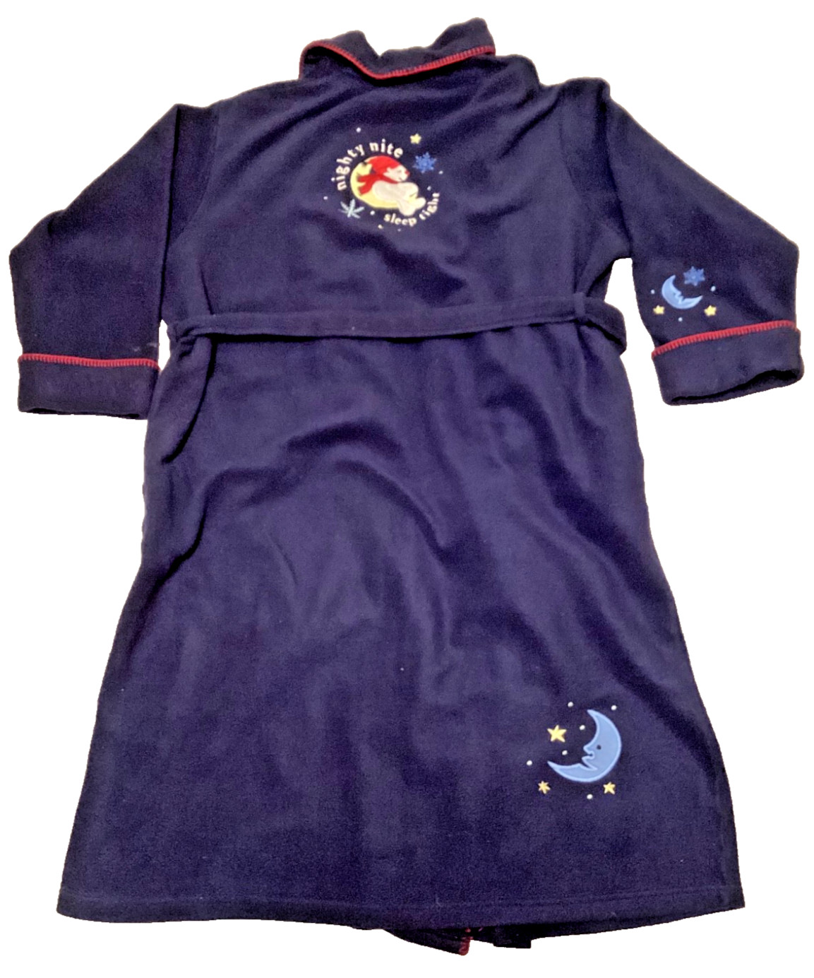 Delicates Womens Dark Blue Full Length Bathrobe Fleece XL Polar Bear Sleepwear