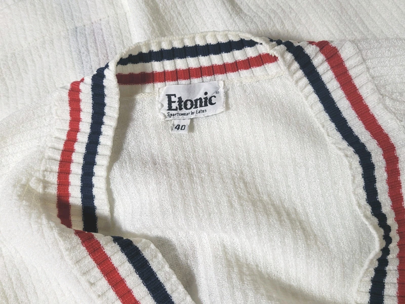 Vintage 80s 90s Womens Etonic Cardigan Sweater 40 M L Preppy Golf Tennis Striped