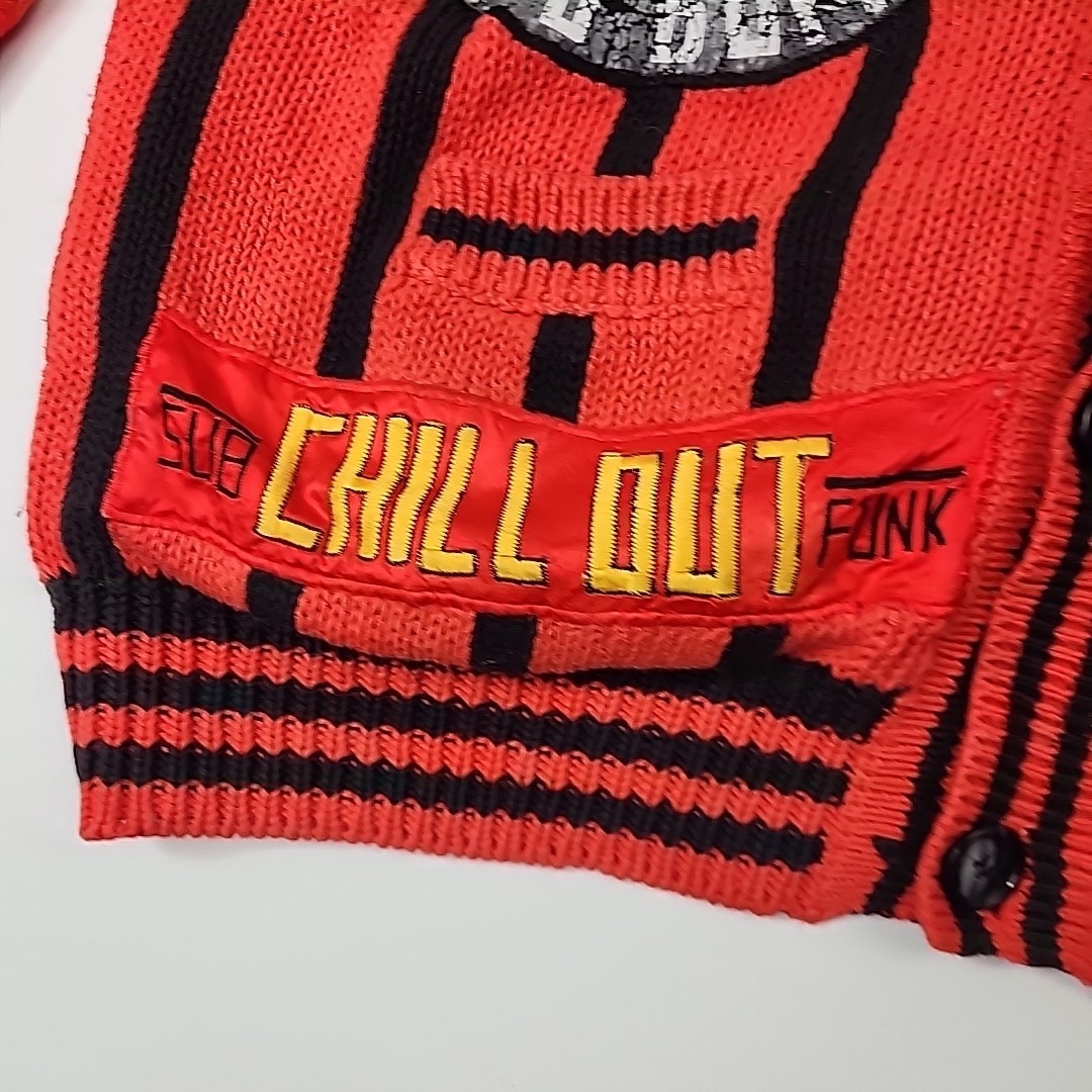 Vintage NO The JEANS REVOLT Red Embroidered funky Patched 80’s Cardigan LRG?