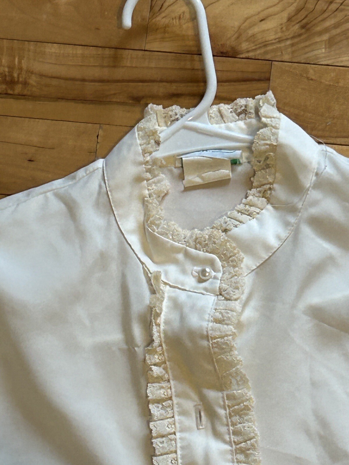 vintage sears jr bazaar 70s Button Down Shirt Ivory Secretary Geek Cottage