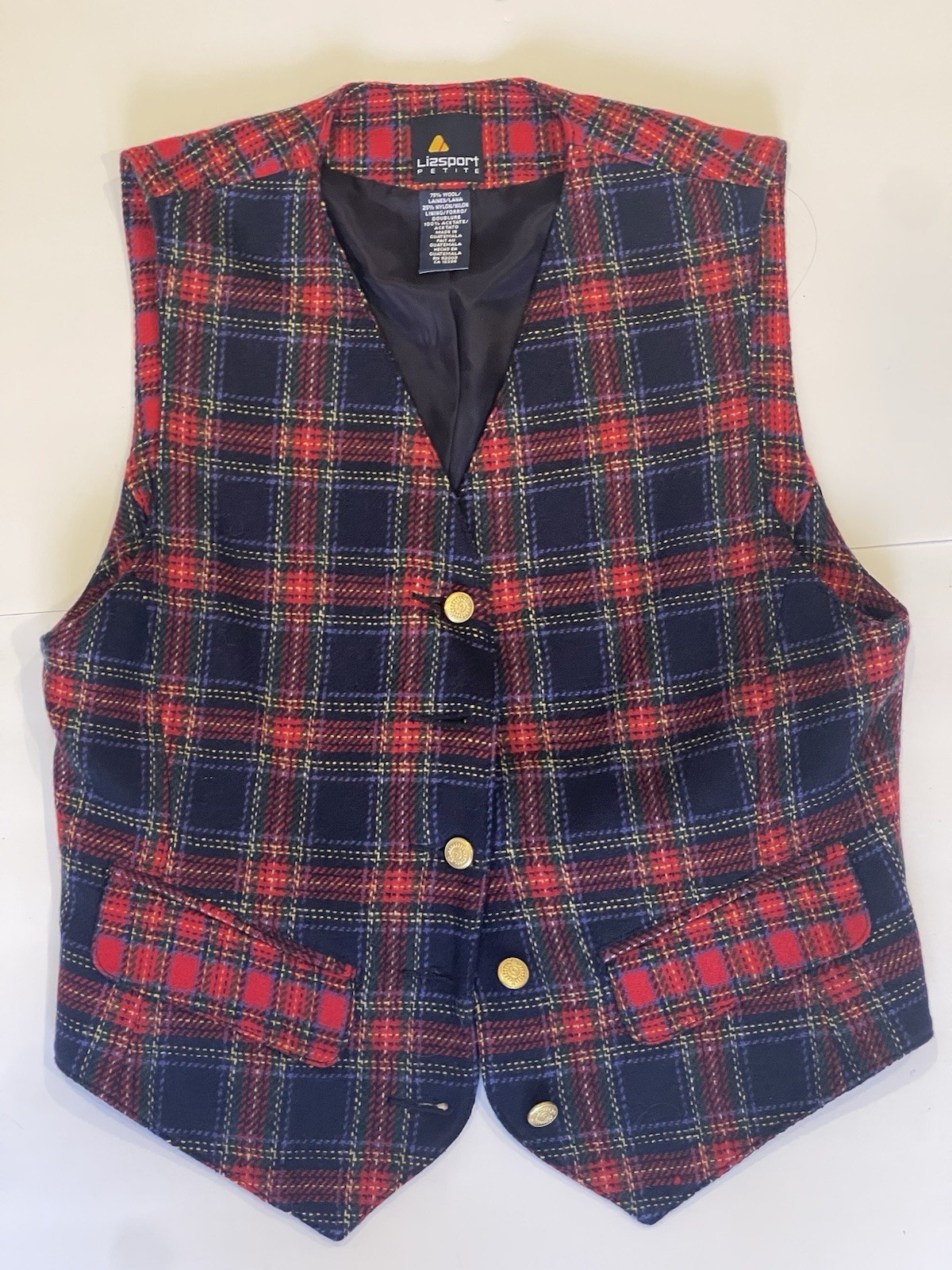 Vintage 1980’s LizSport Plaid Vest and Shorts | Wool blend | Womens Size 2