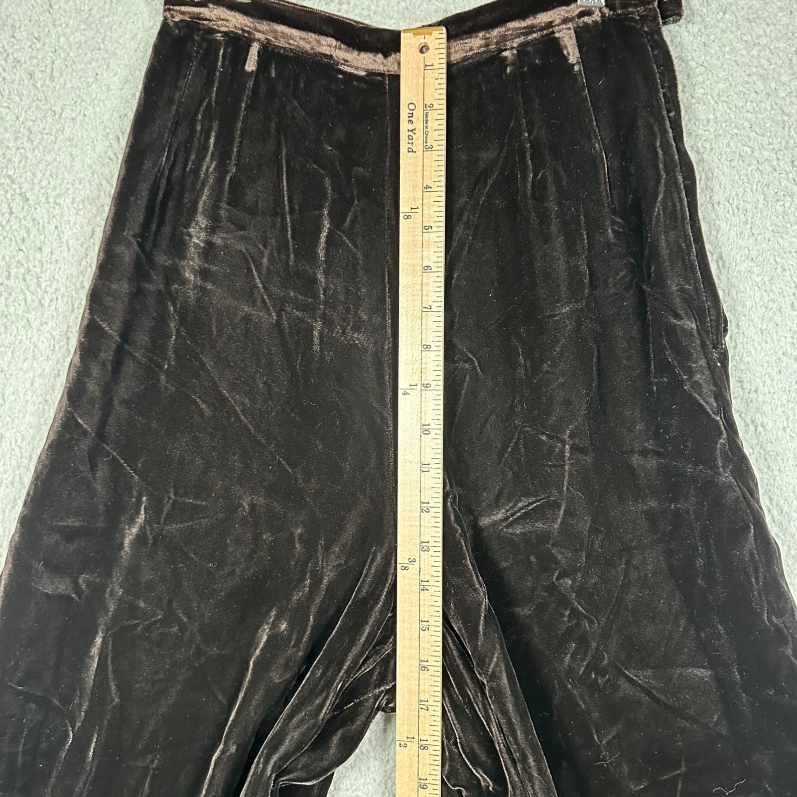 VTG Malbe Original Velvet Wide Leg Palazzo Pants Brown Size 10 Y2K Boho Gothic