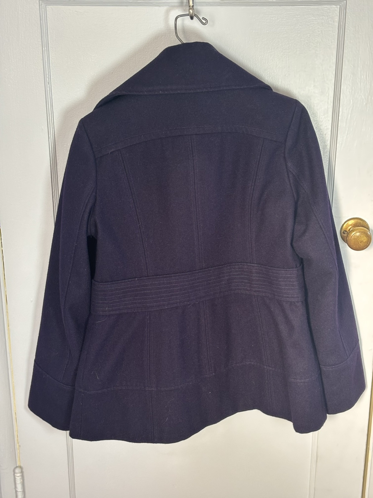 Vintage Y2K M60 Miss Sixty Pea Coat Jacket Purple Wool Fine Tailored Goth Size M