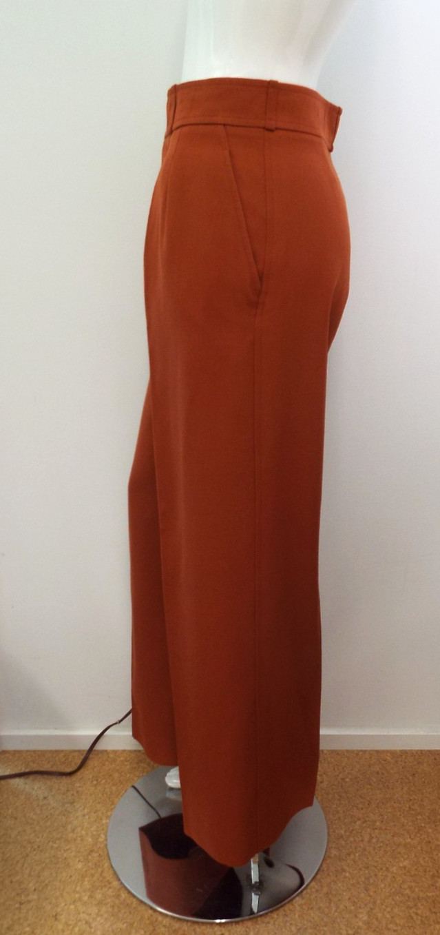 VTG 1970s Yves Saint Laurent Rive Gauche Rust Brown Wool Pants Wide Trousers YSL