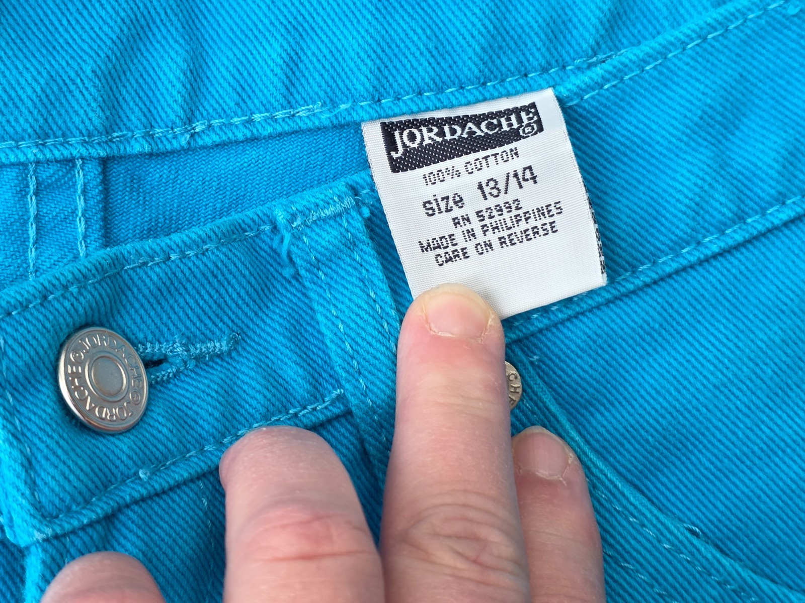 Vintage Denim Jean Shorts JORDACHE TURQUOISE 13/14 1980’s EUC