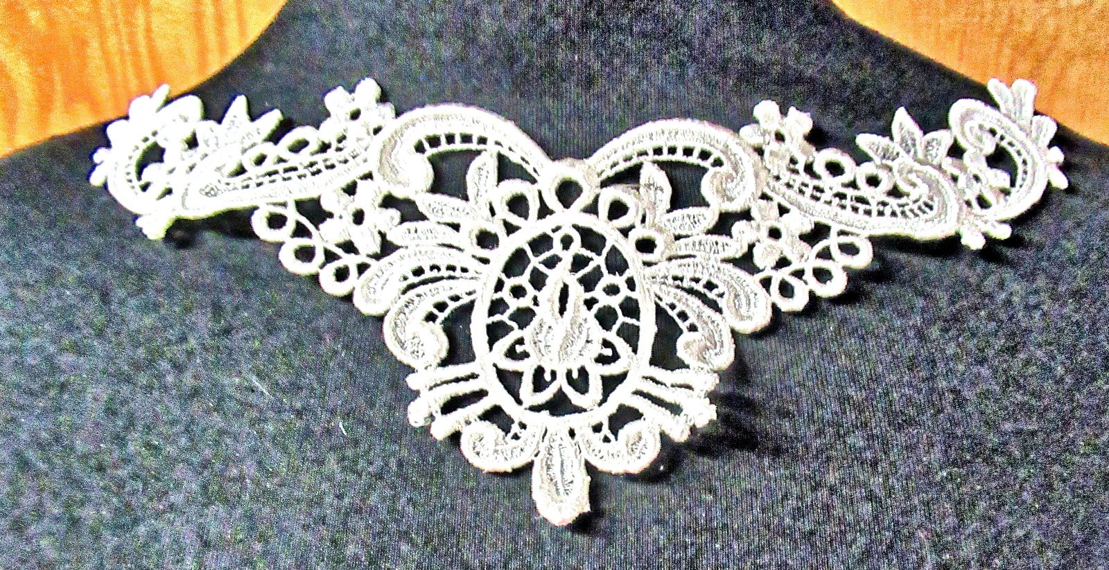 Vtg Lady’s Dress Insert Applique White Schiffli Lace Fancy Rosebud Wedding