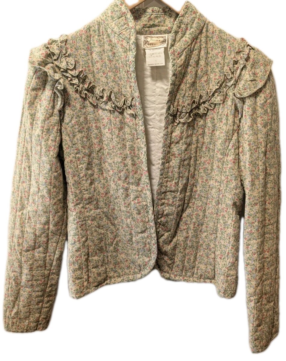 VTG 70s Jessica’s Gunnies Gunne Sax Quilted Floral Jacket Ruffle Boho Small USA