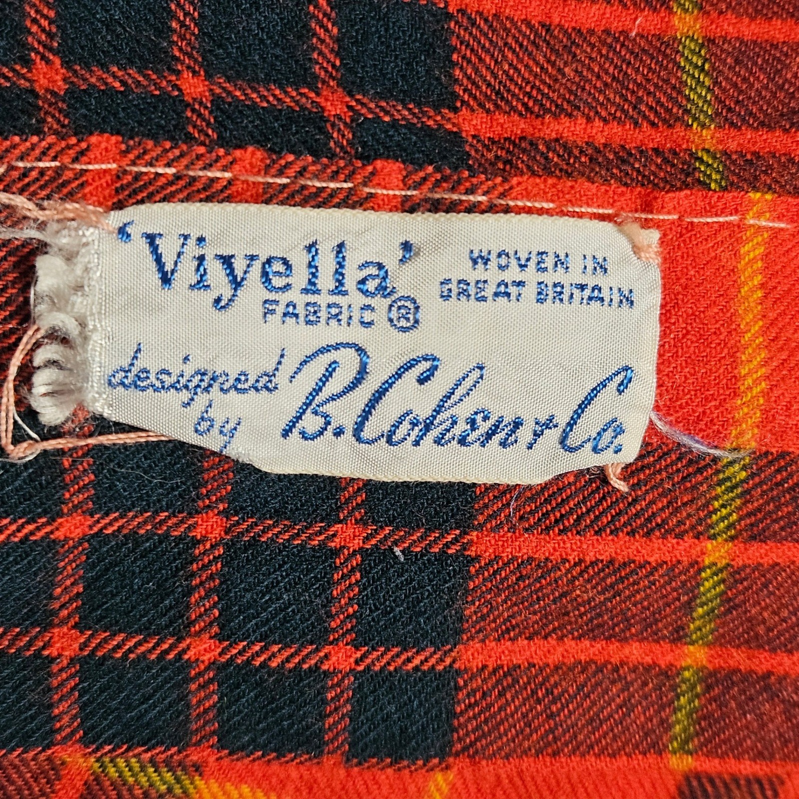 Vintage 50s Viyella B By Cohen Co Plaid Belted Robe Great Britain Country Side