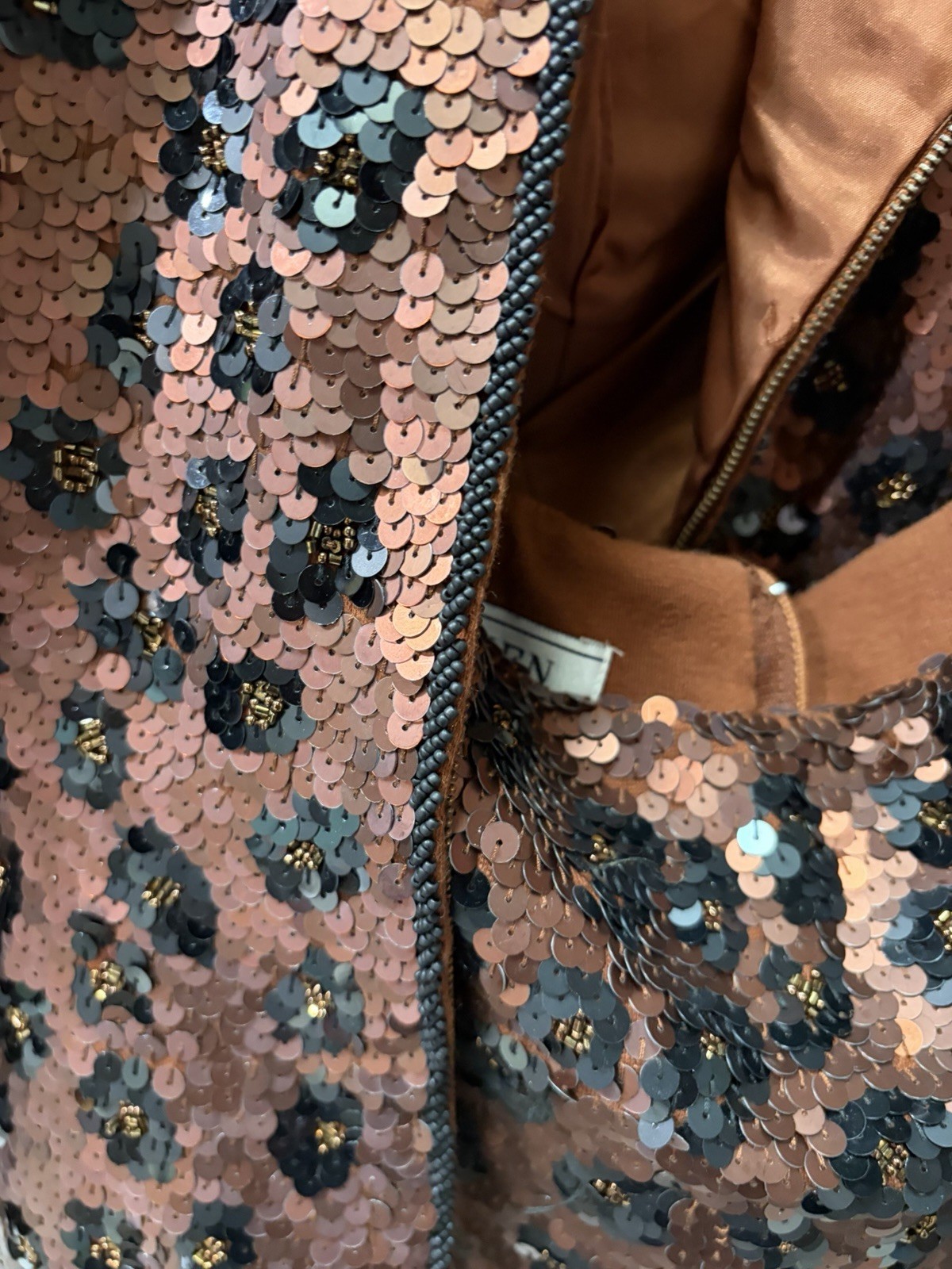 Vintage 1990s Carmen Marc Valvo Sequin Skirt & Jacket Size Small Leopard