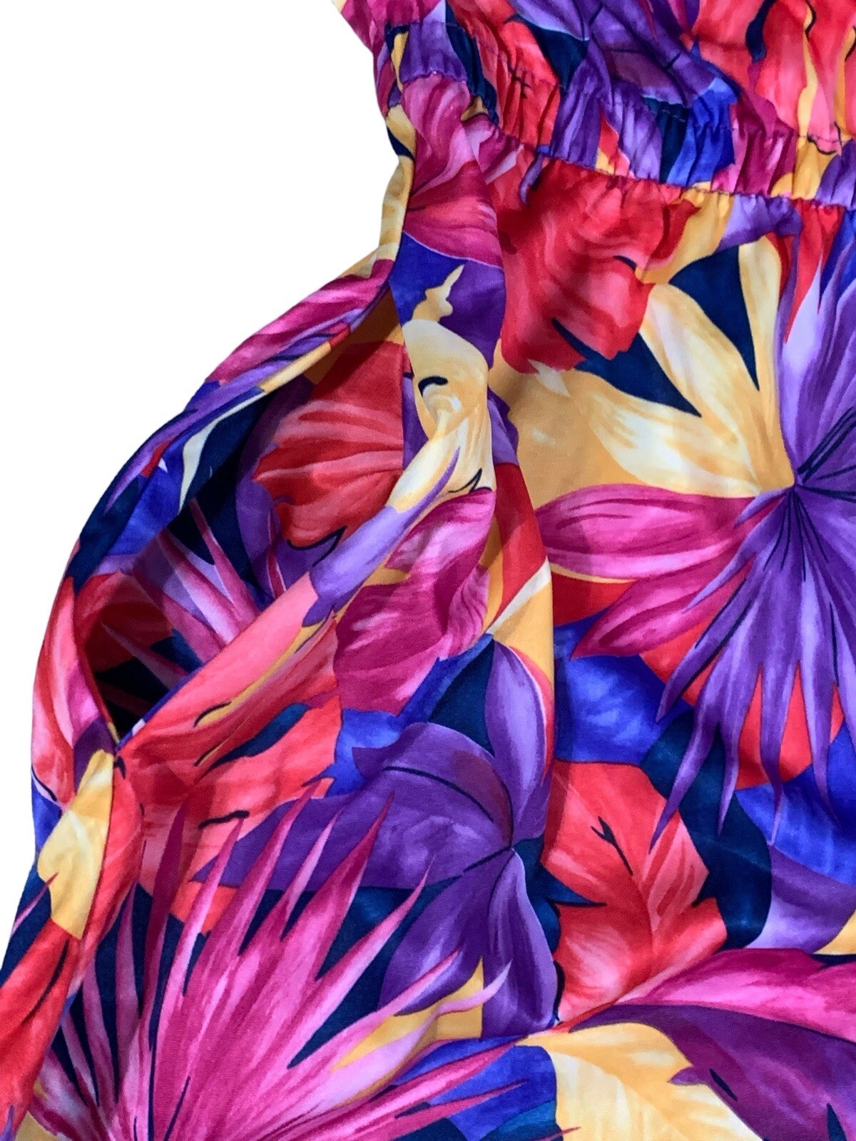 Granada Vintage 70’s Colorful Tropical Palm Leaf Print Strapless Short Romper