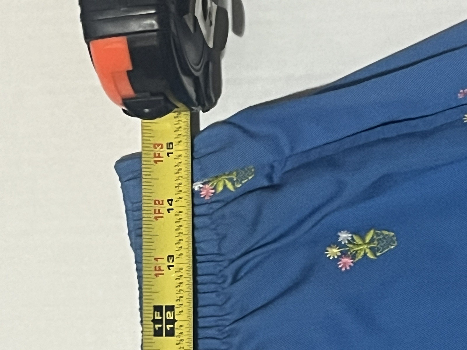 Vtg David Brooks Plant Flower Embroidered Long Skirt Blue Size 14 Cottagecore