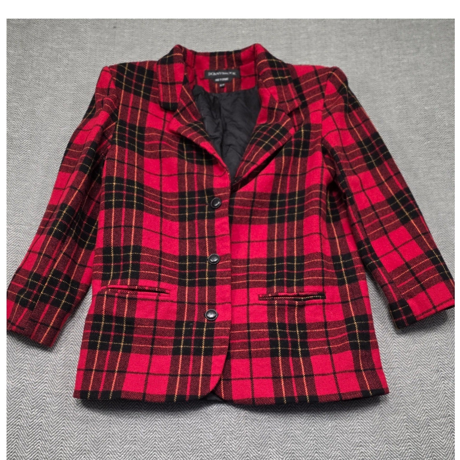 Vintage Donnybrook Red Black Plaid Blazer Jacket 11/12 Ukraine 90s Grunge Punk