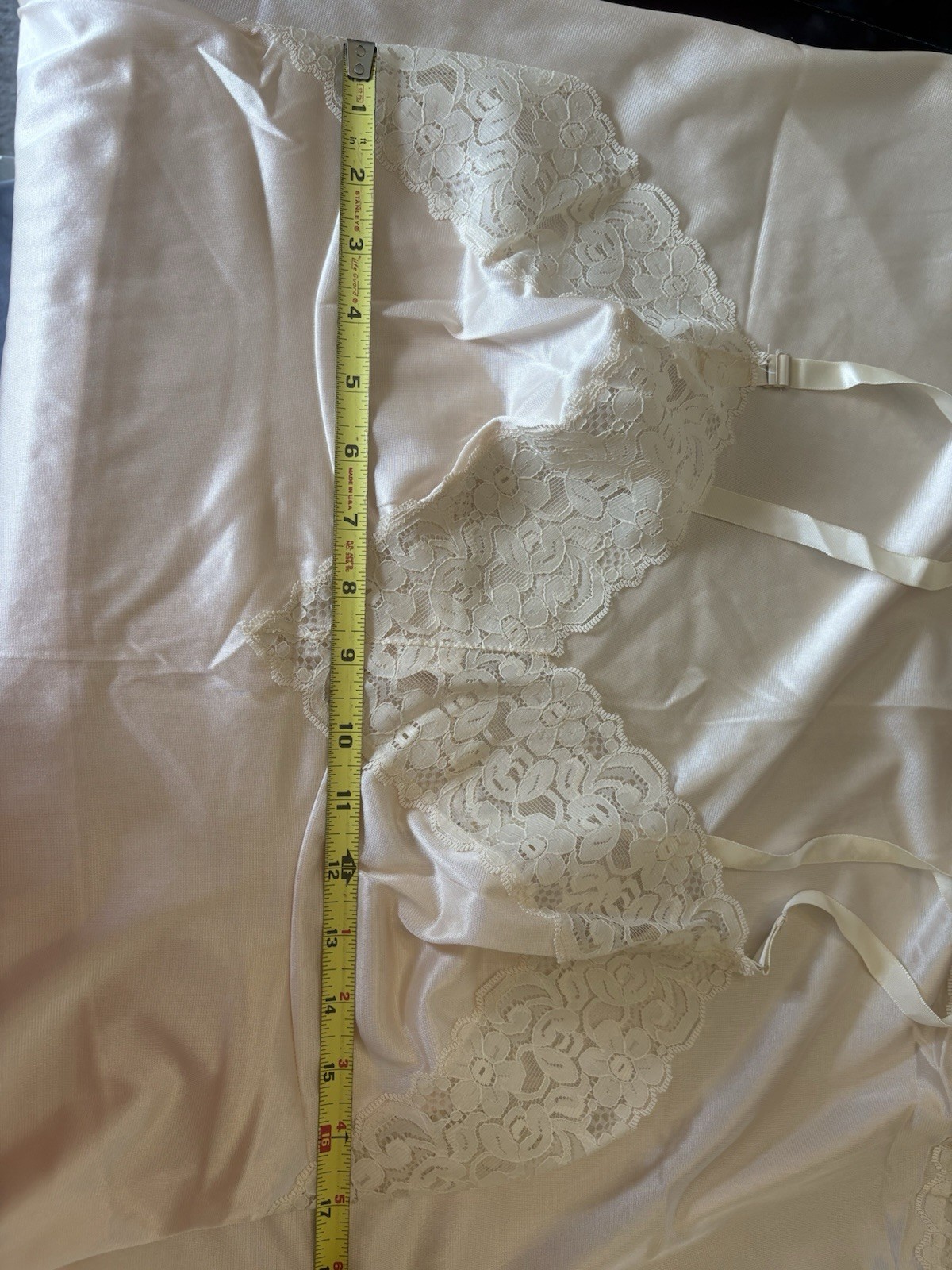 Vintage 1960s Komar dress slip lace Gown Lingerie Size 40 Average Cream MCM