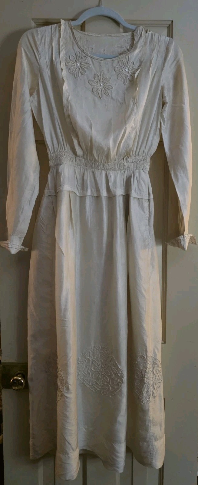 Antique Victorian Edwardian Ladies Wedding Fancy Dress with Soutache Flowers