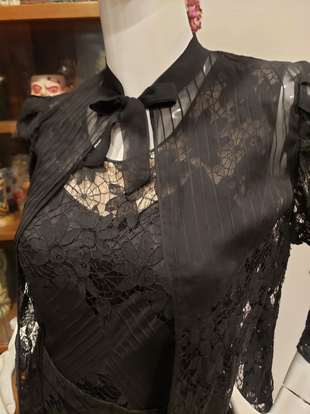 Vintage 1930s Spider Web Lace Silk Chiffon Three Piece Jacket Dress Set Sm