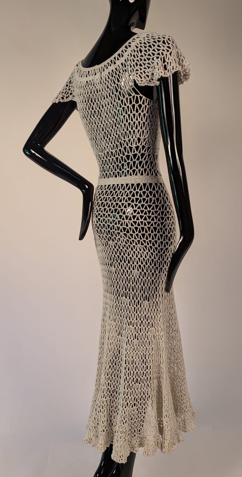 UNUSUAL 1930’S NAUTICAL STYLE COTTON WOVEN ROPE DRESS