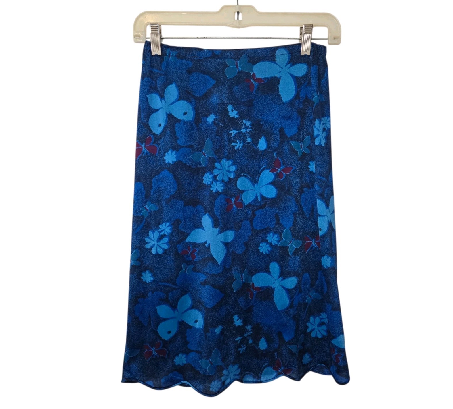 Vintage Gossard Artemis Blue Butterfly Midi Skirt S Boho 22-26