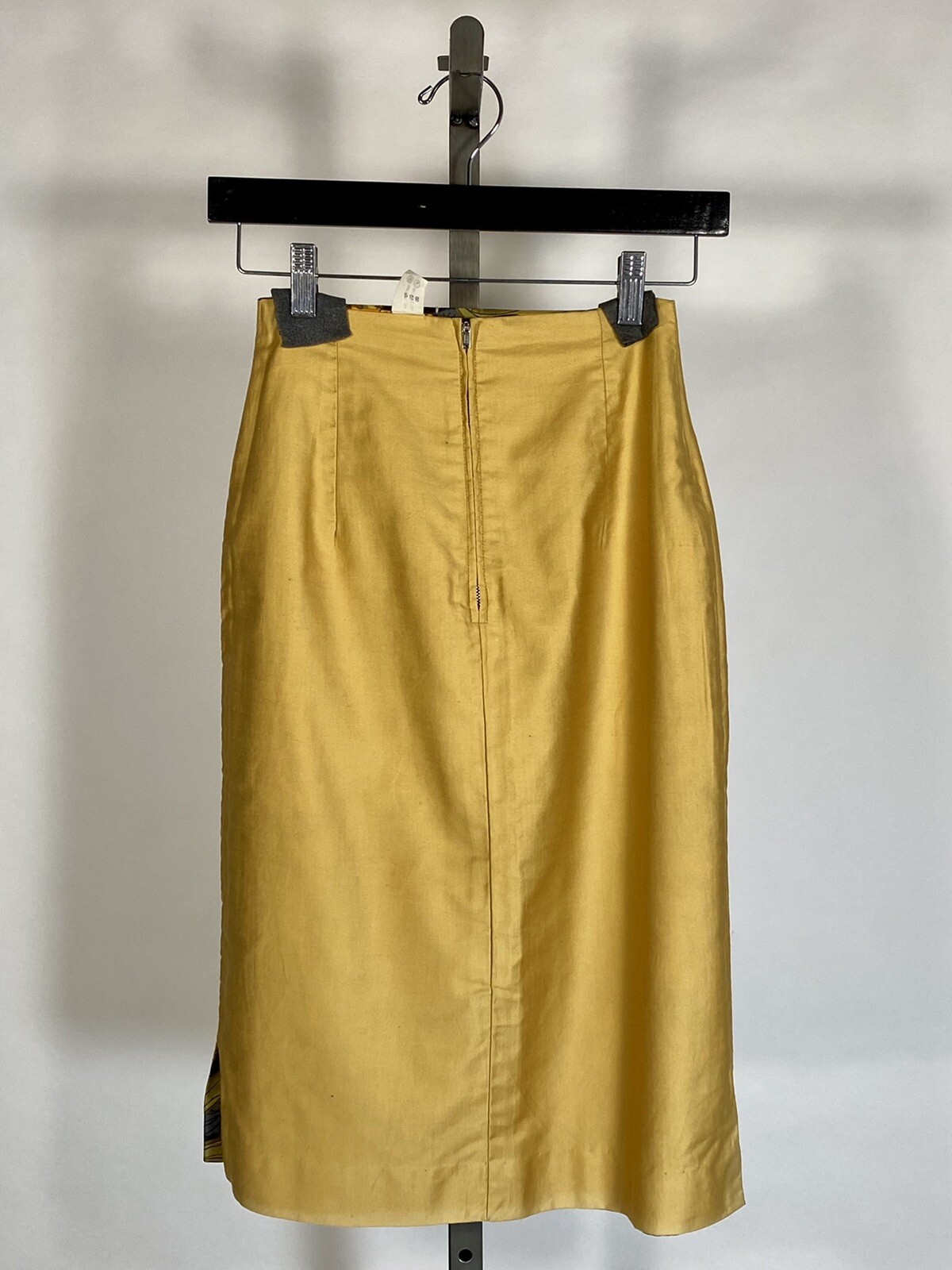 Vintage 1950’s-60’s REVERSIBLE floral/gold color polished cotton pencil skirt XS