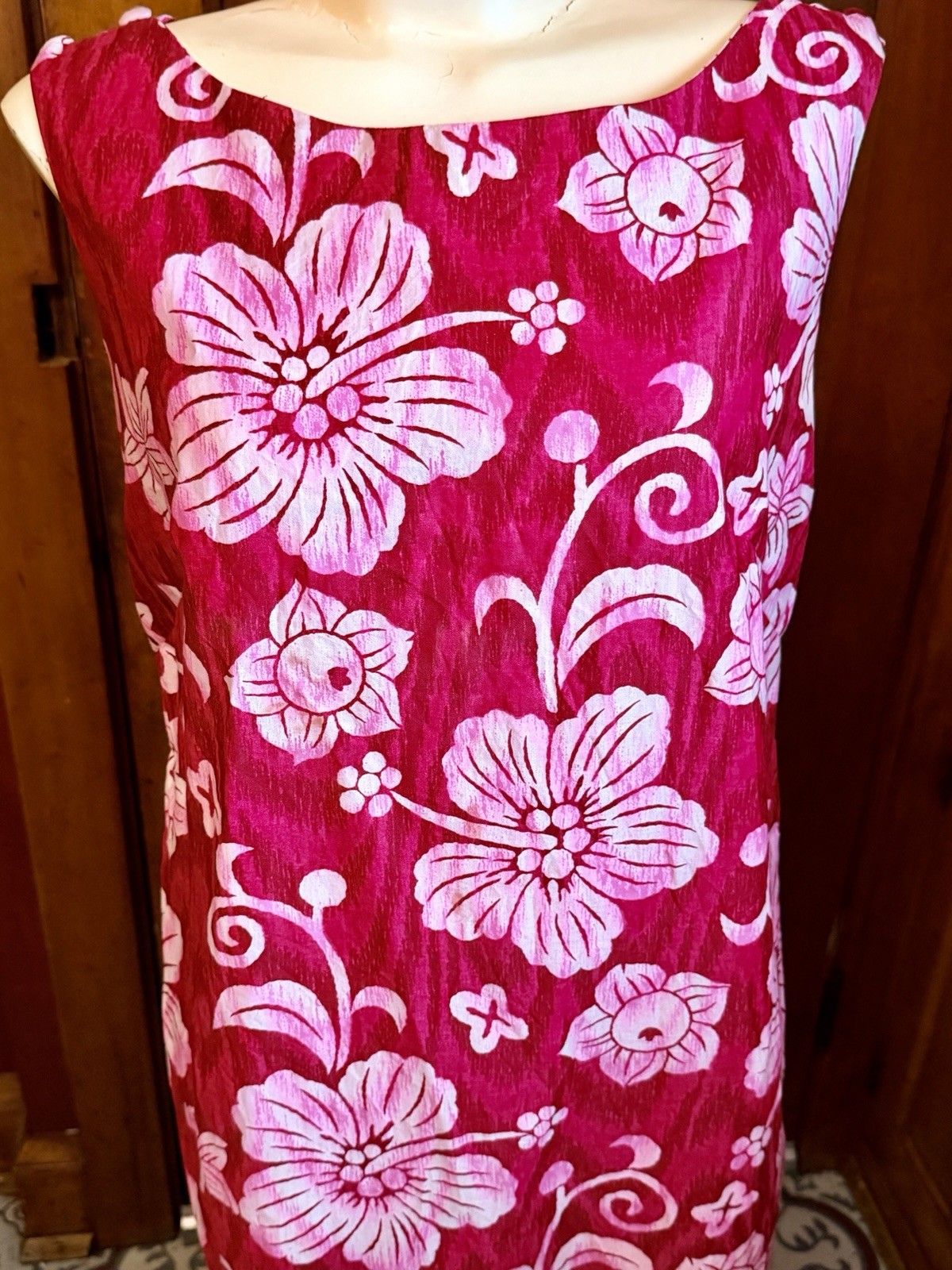 Vintage 60s Hoaloha Sears Ala Moana Hawaii Tiki Dress Sz S/M Hawaiian Side Slits