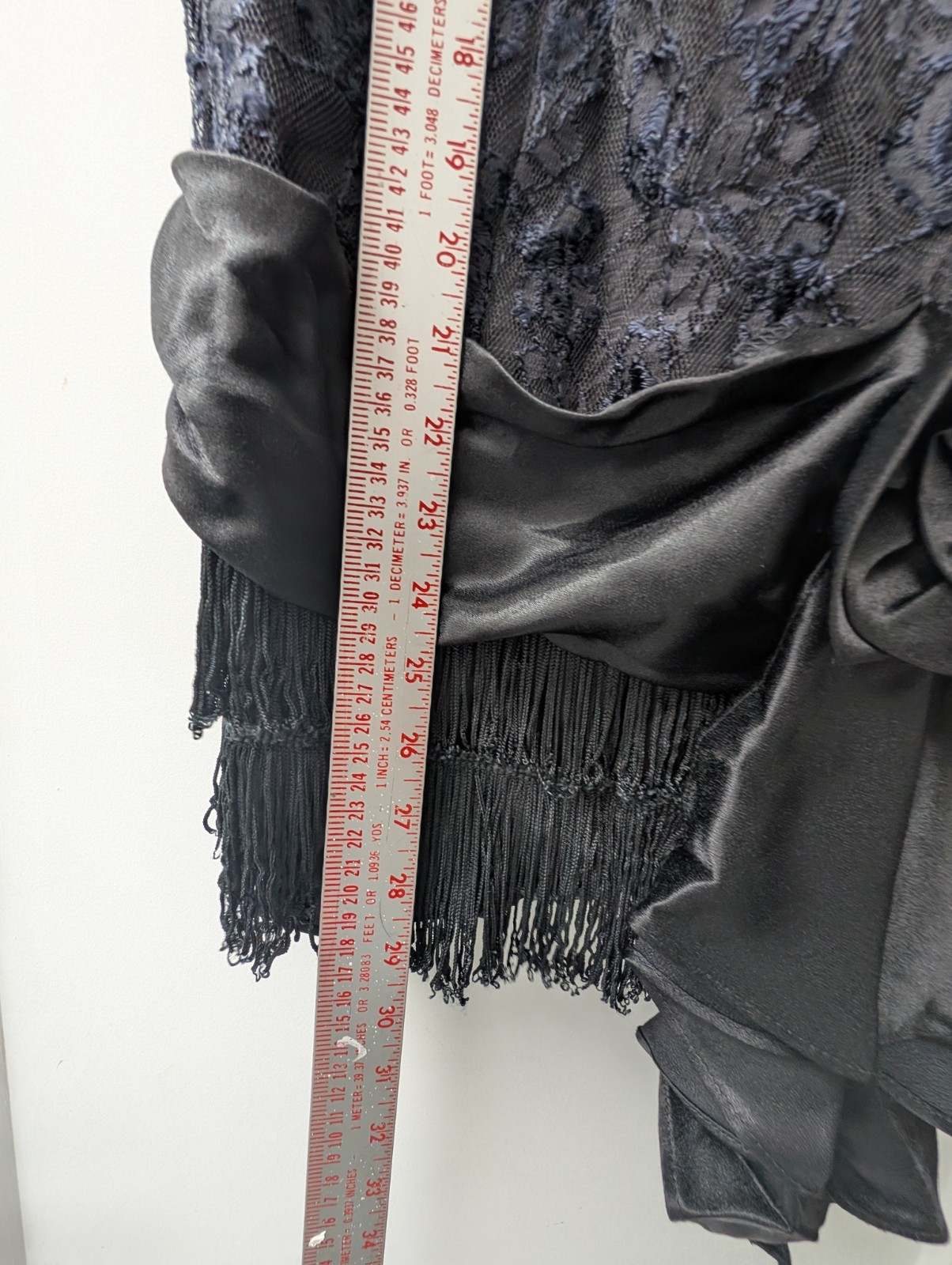 Vintage Roberta 80’s Prom Mini Dress Corset Black Lace Tassel Goth Fairy Sml Med