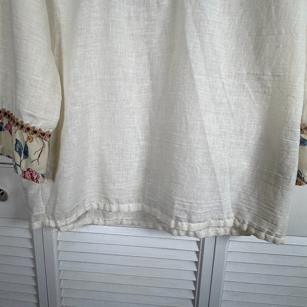 Vintage Kennington Ltd California Boho Floral Blouse Cream L