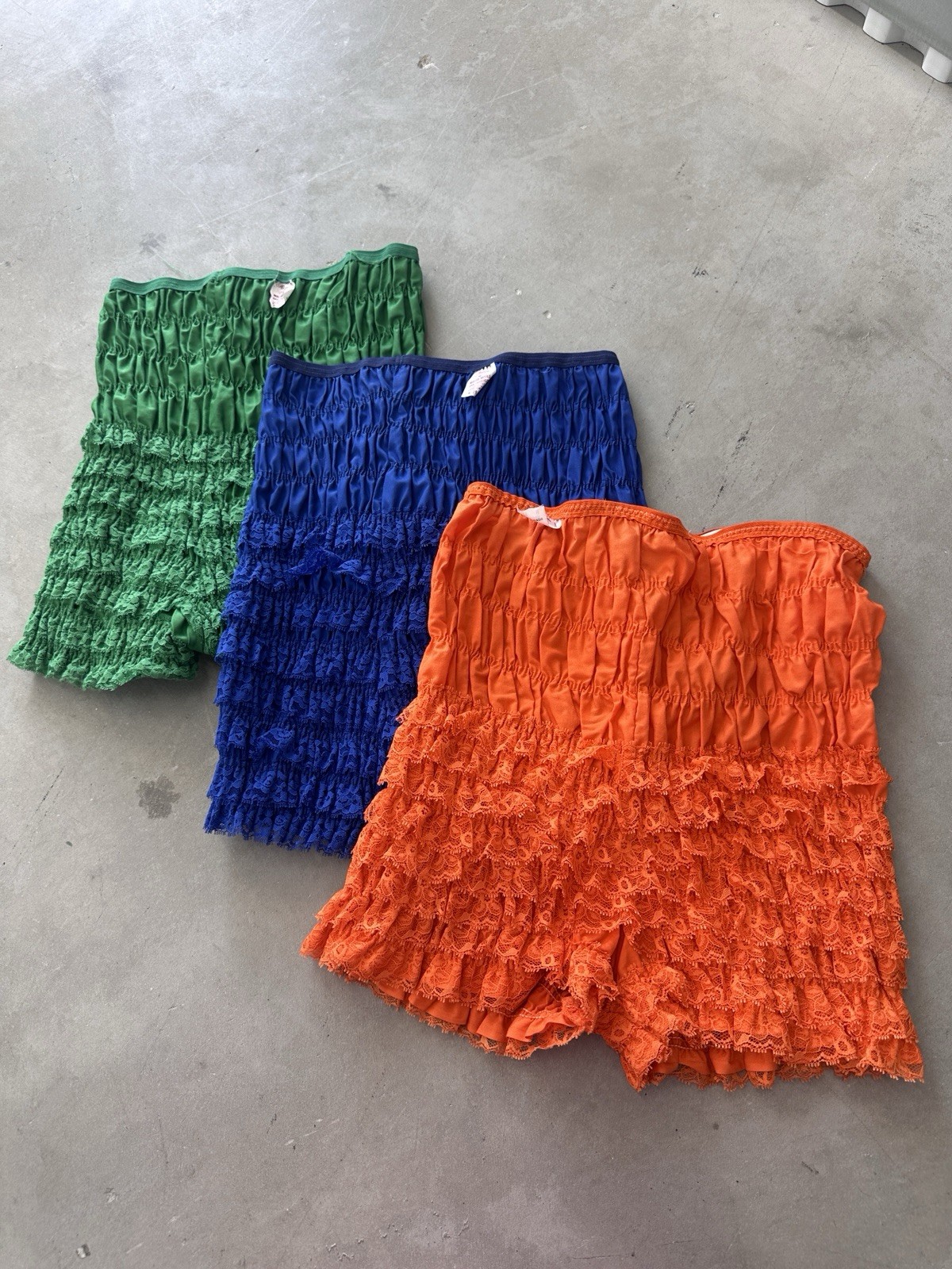 Vintage 1960S Colorful Lace, Bloomers Lot Orange Blue Green Lace Size S-L