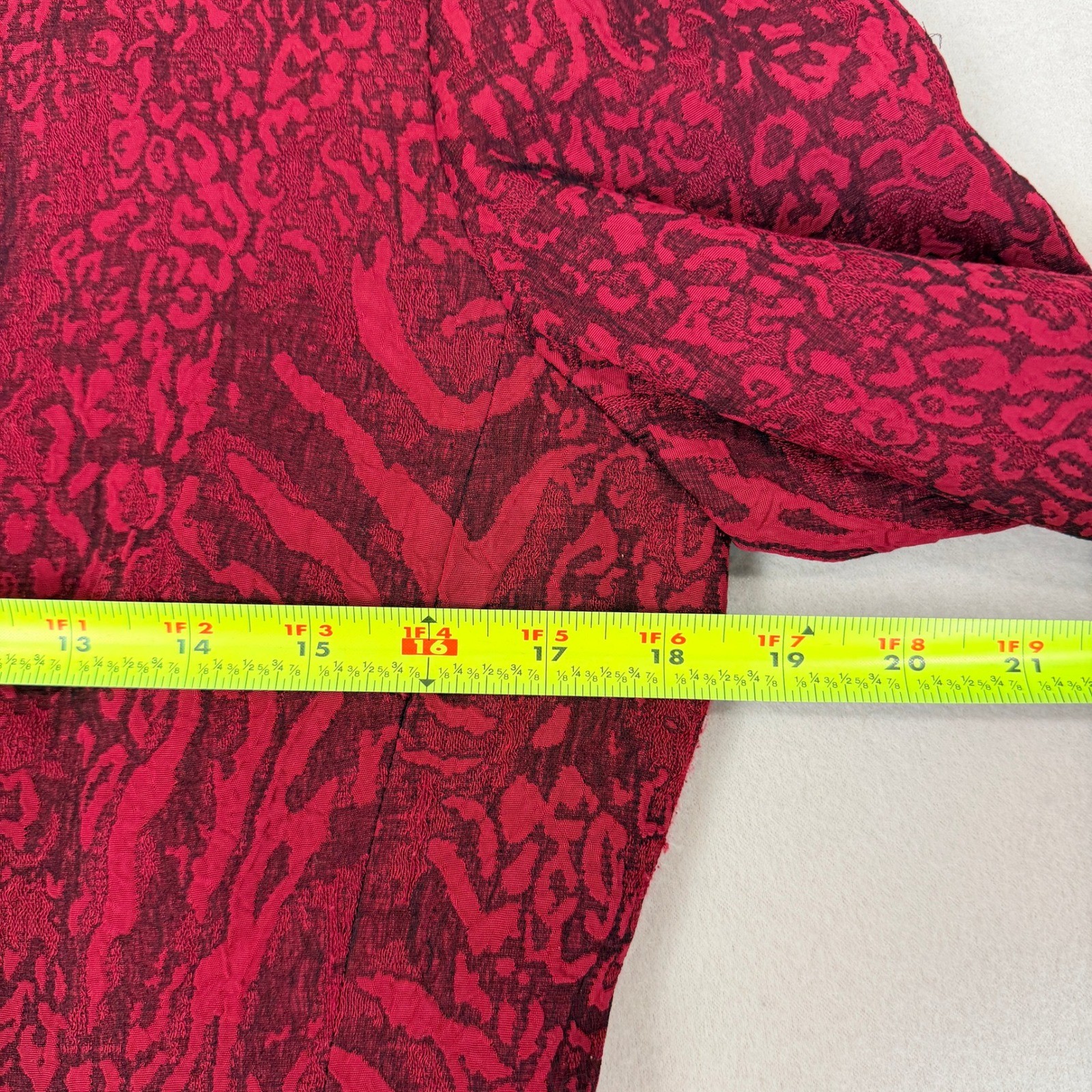 John Meyer of Norwich Vintage Red Animal Print Jacquard Car Coat Blazer Size 10