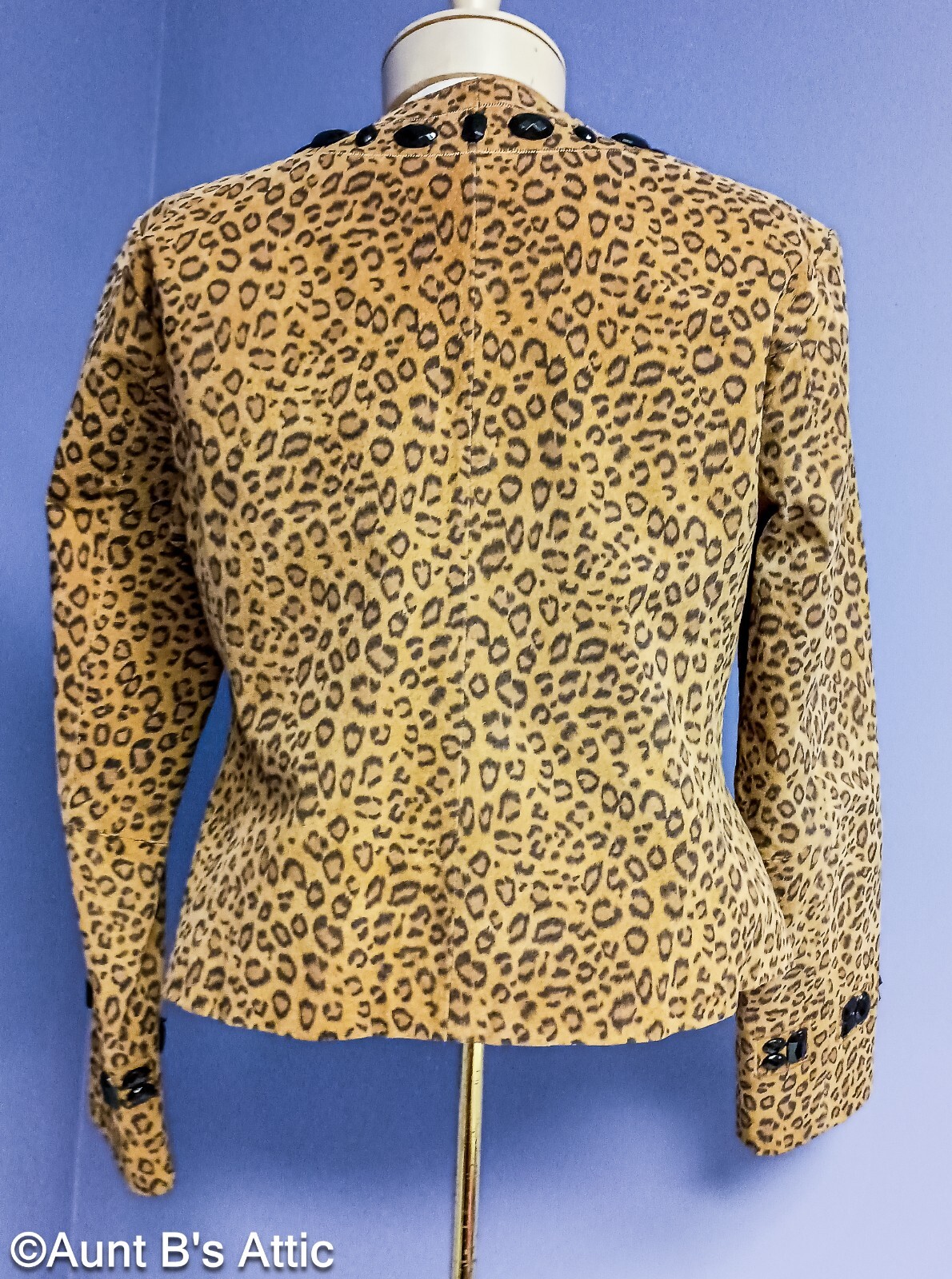 Leather Jacket Ladies Boston Proper Br/Blk Animal Print Jeweled Zip Jacket 16