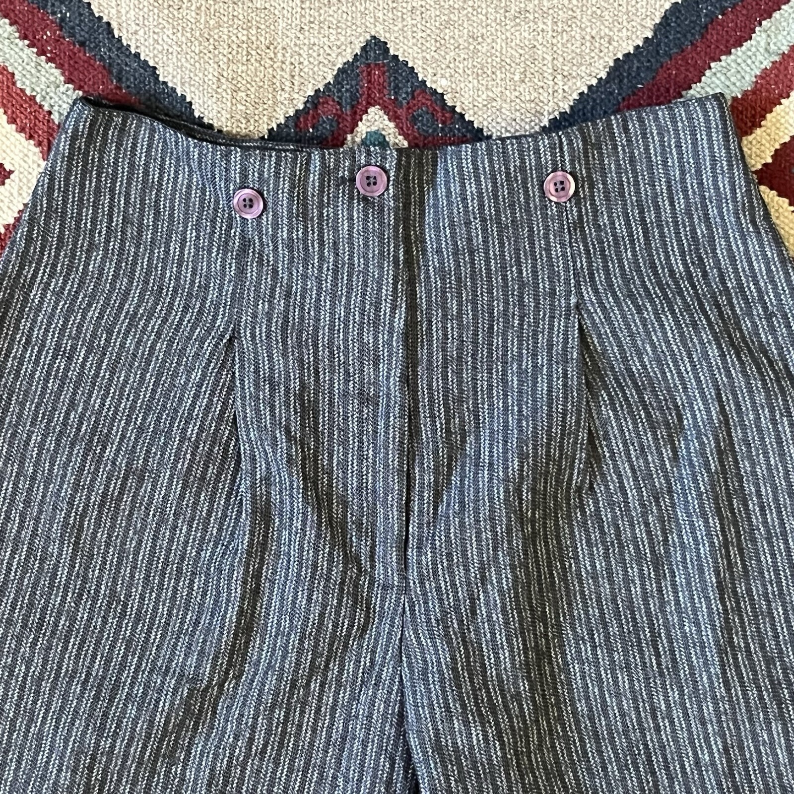 Vintage 80s Wrapper Pants Women’s 7/8 Gray Striped USA Made Trousers