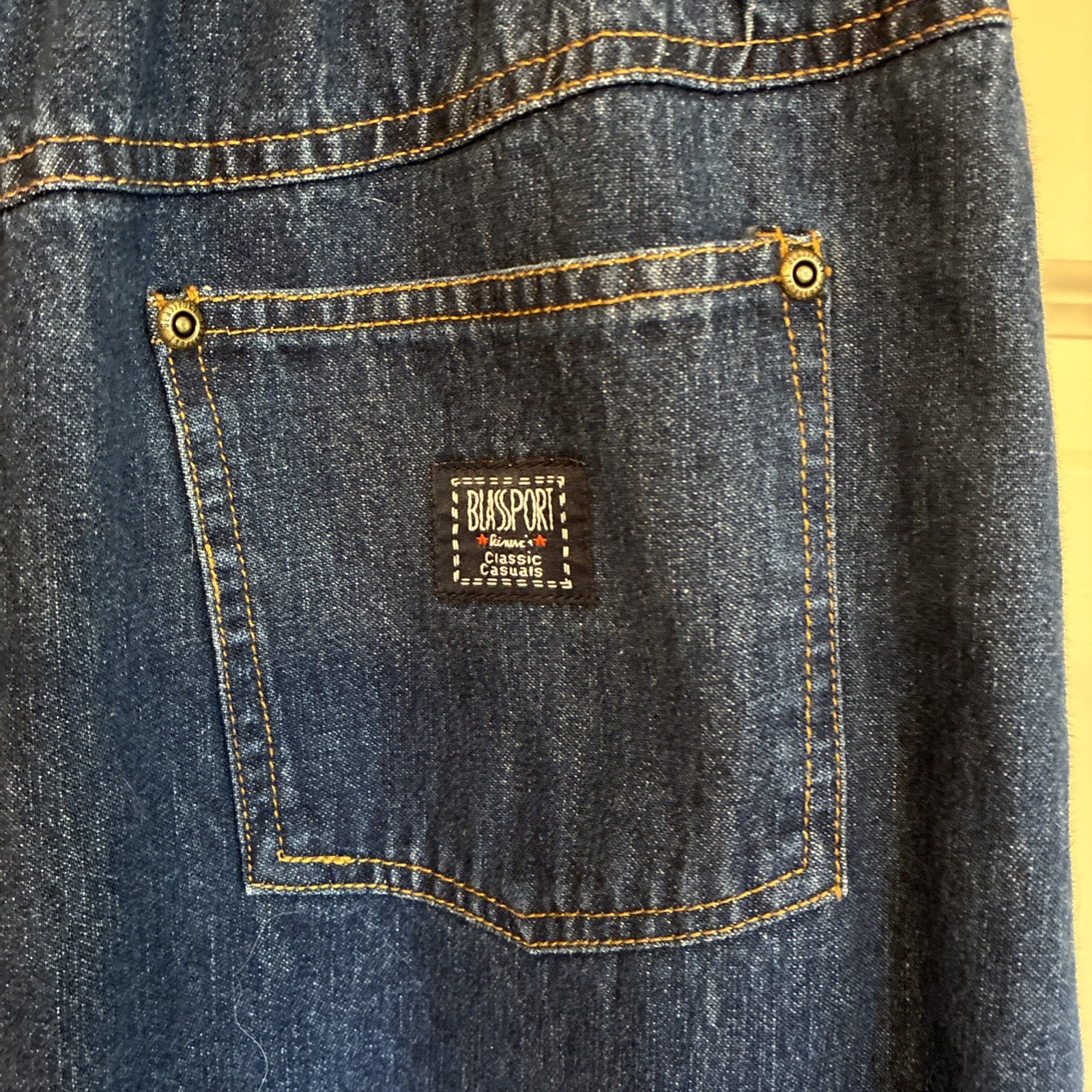 Vintage 90s Denim Jean Skirt Size 10 See Measurements Blassport Pockets Elastic