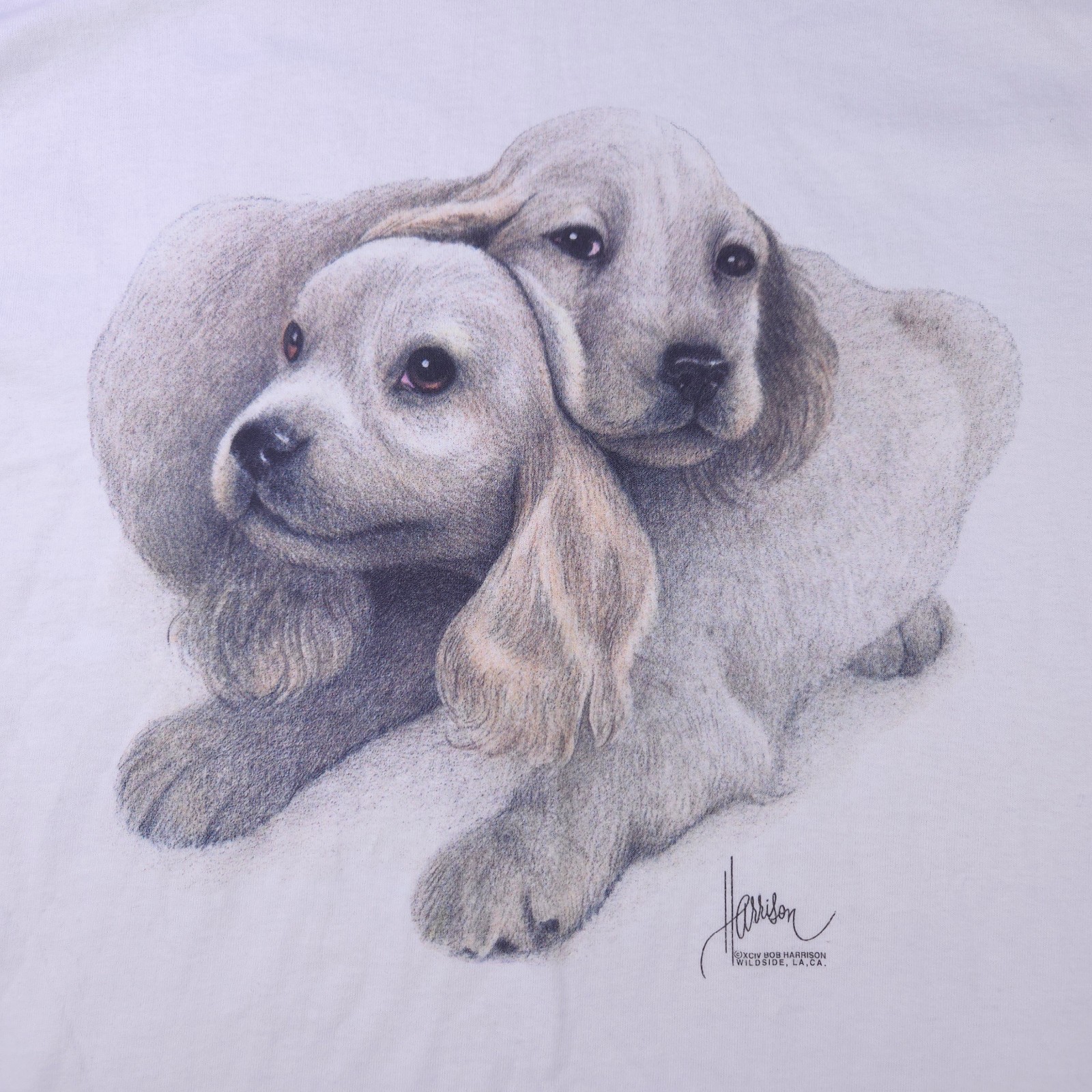 VTG Cocker Spaniel T-Shirt Womens XL Puppies Dog Bob Harrison Puppy Top 90s NWD