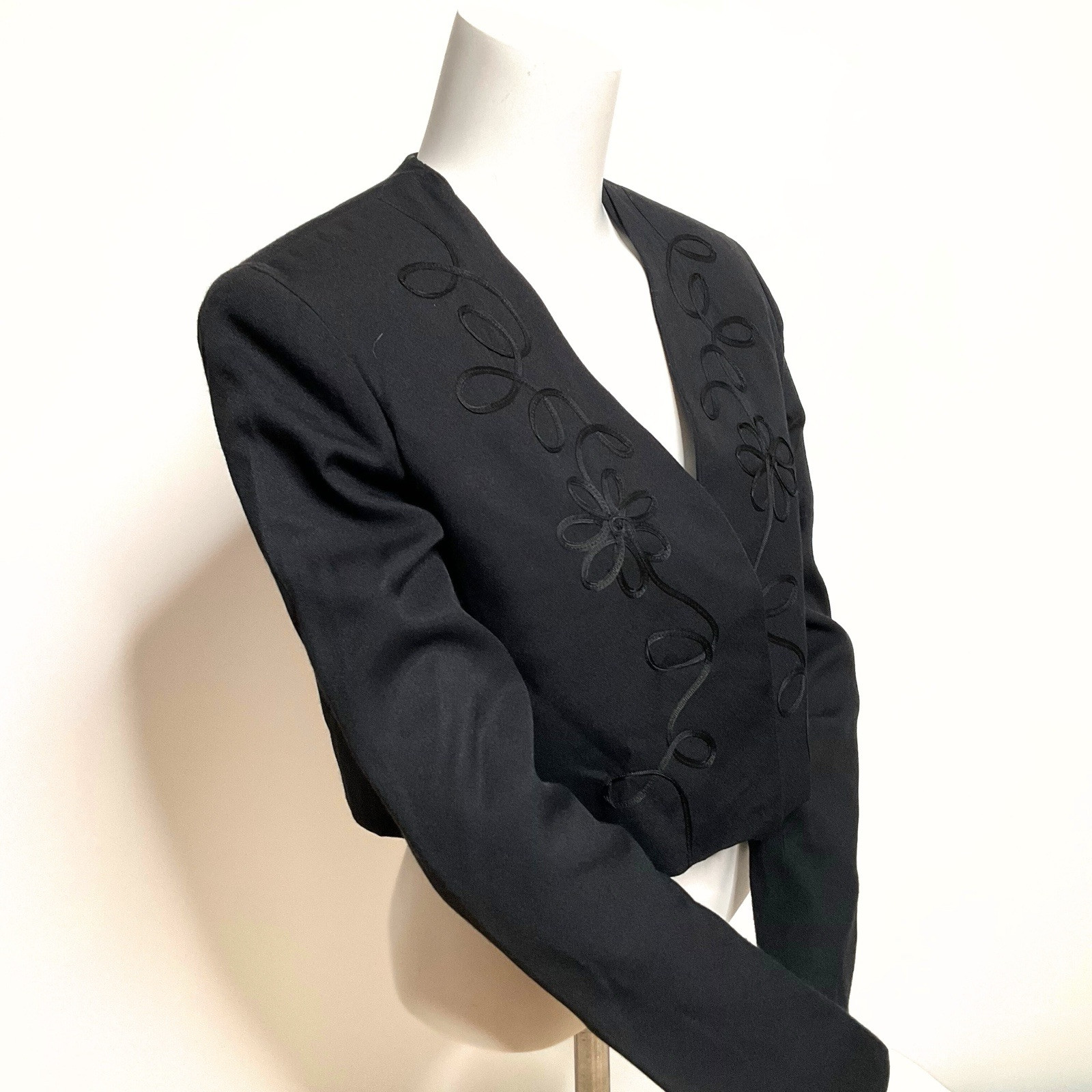Vintage Mica Dainty Open Front Crop Top Blazer Jacket Top SZ M Coquette Charm