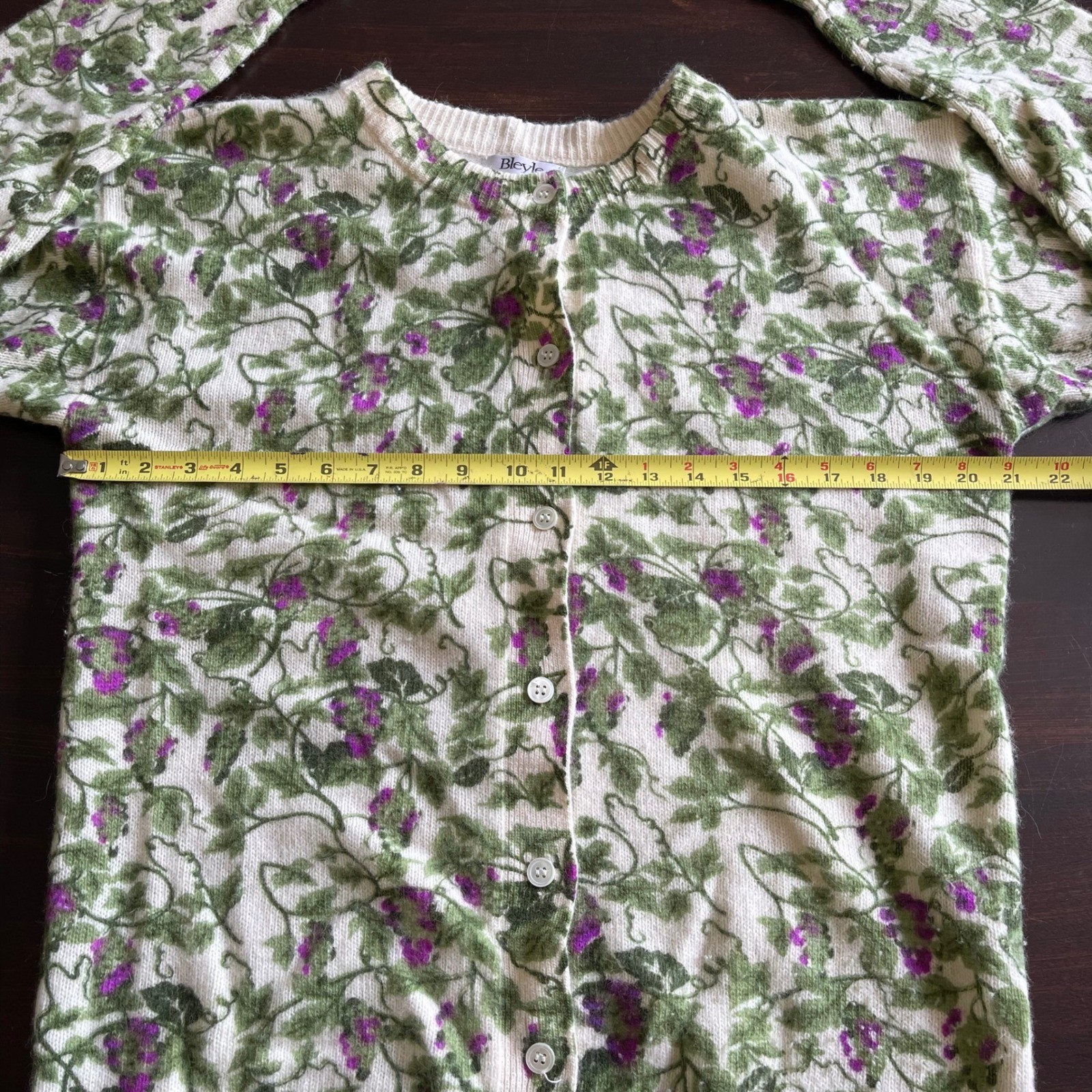 Bleyle Vintage Grape Vine Garden Floral Cardigan Sweater 90s Y2K Grandma