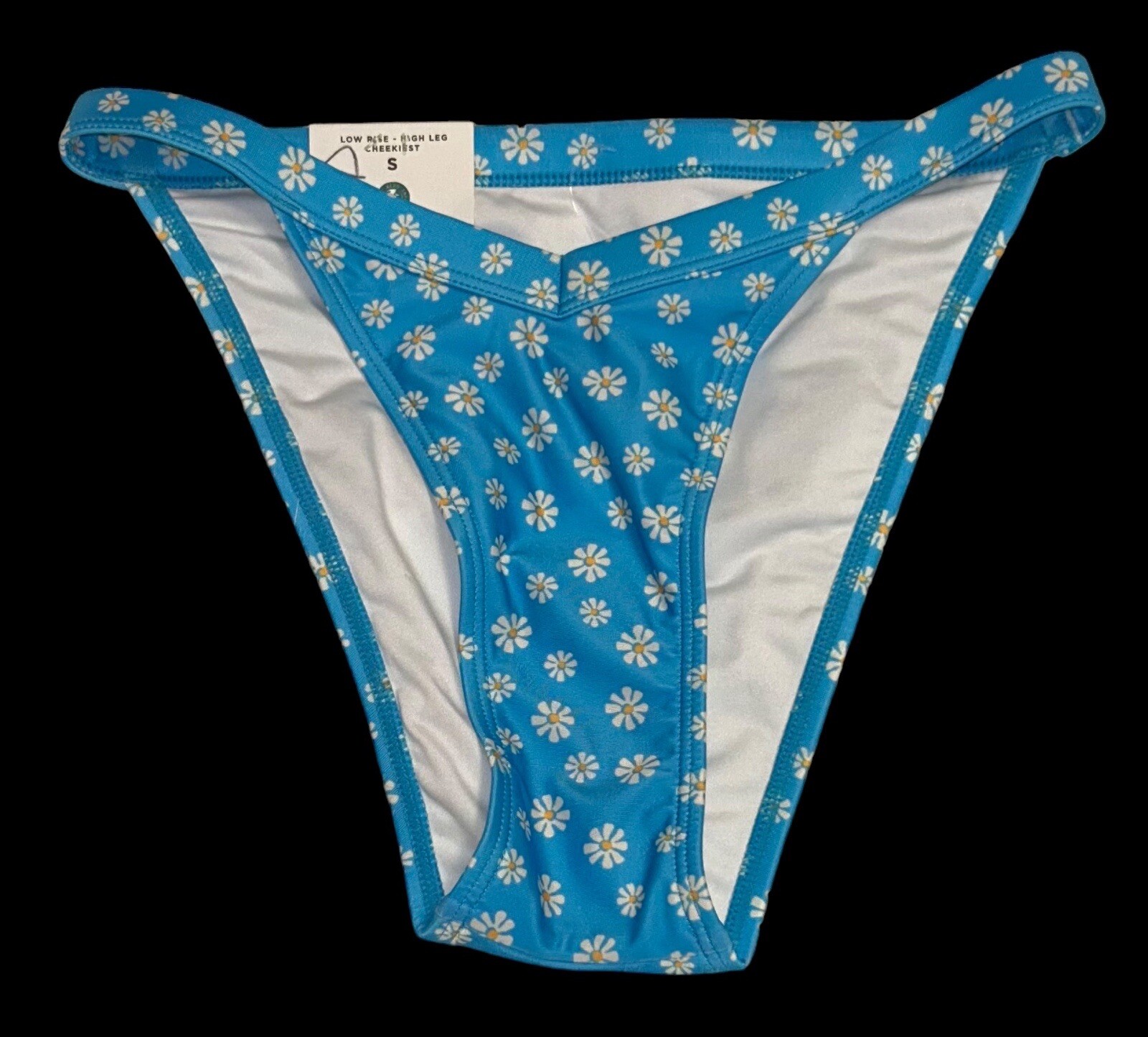 Aeropostale Blue Low Rise High Leg Cheekiest Bikini Bottoms Swimwear S NWT