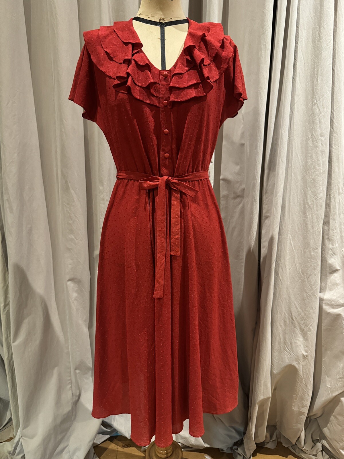 Vintage 70’s PBJ Ruffle Belted Dress M
