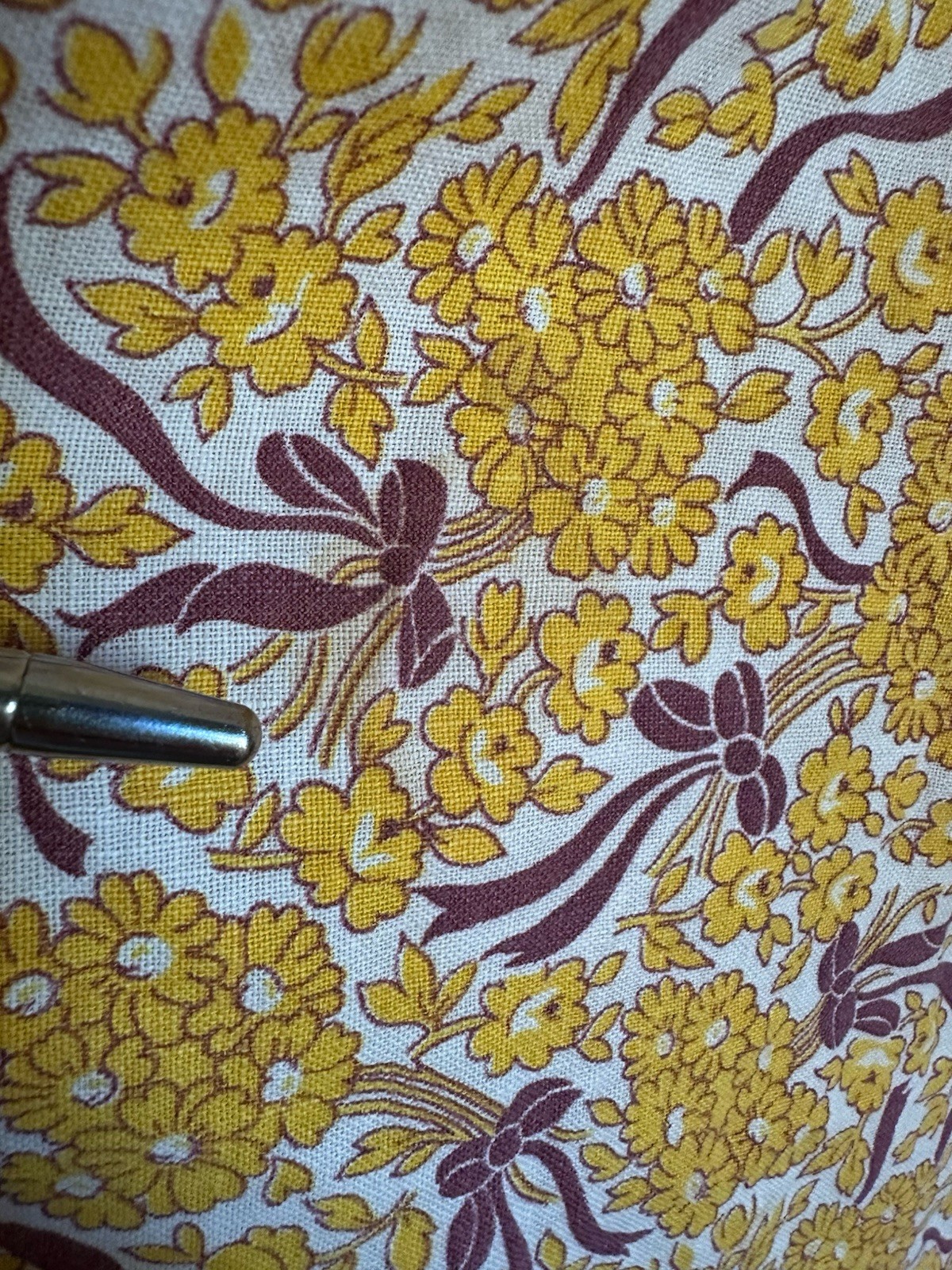 1930s 40s Feed Sack Skirt 28” Waist Yellow Floral Bows Fabric Cotton Prairie VTG