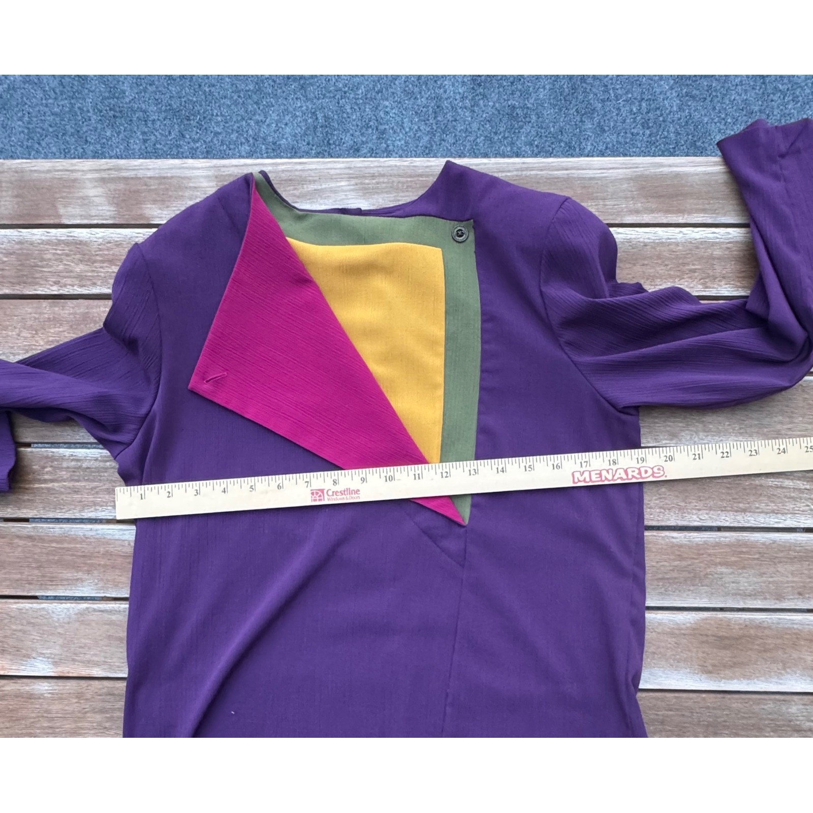 Vintage F/stop Purple Color Block Pant Set 80s 90s Shoulder Pads Small 2 Piece