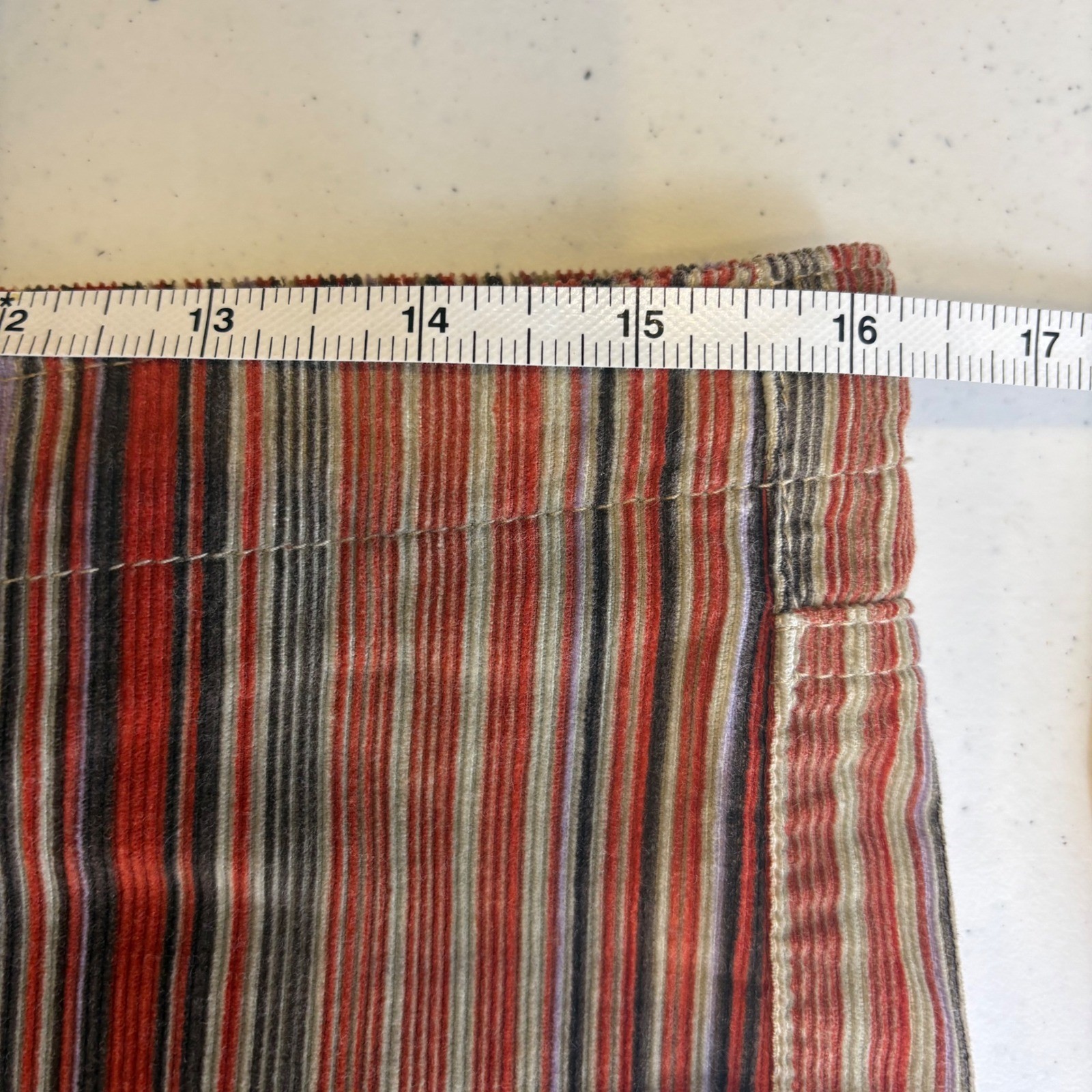 Vintage lei Corduroy Flare Pants 5 Multi Color Striped Low Rise Hippie Festival