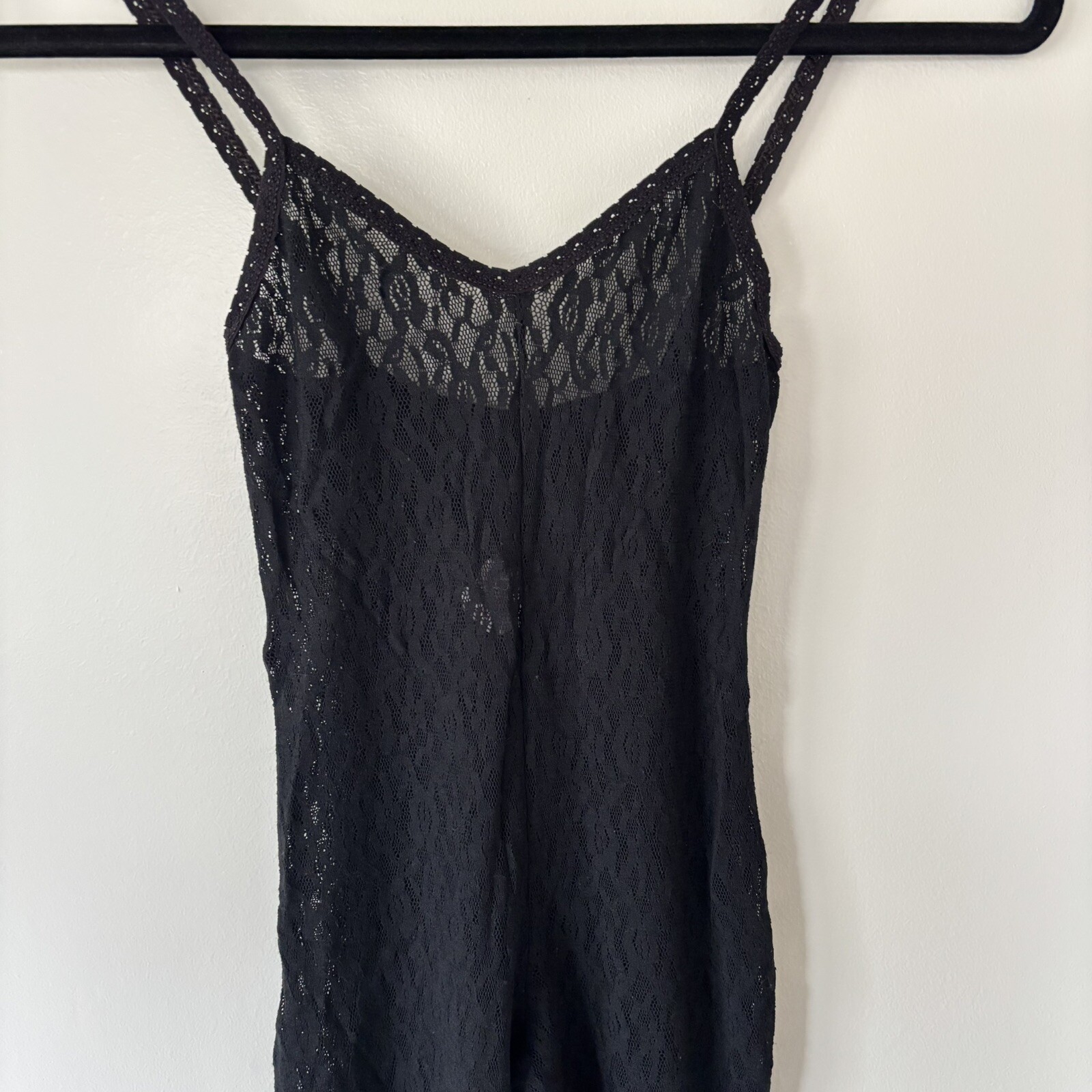 Vintage Lady Desiree Black Lace Footed Jumpsuit Lingerie Whimsigoth Grunge OS