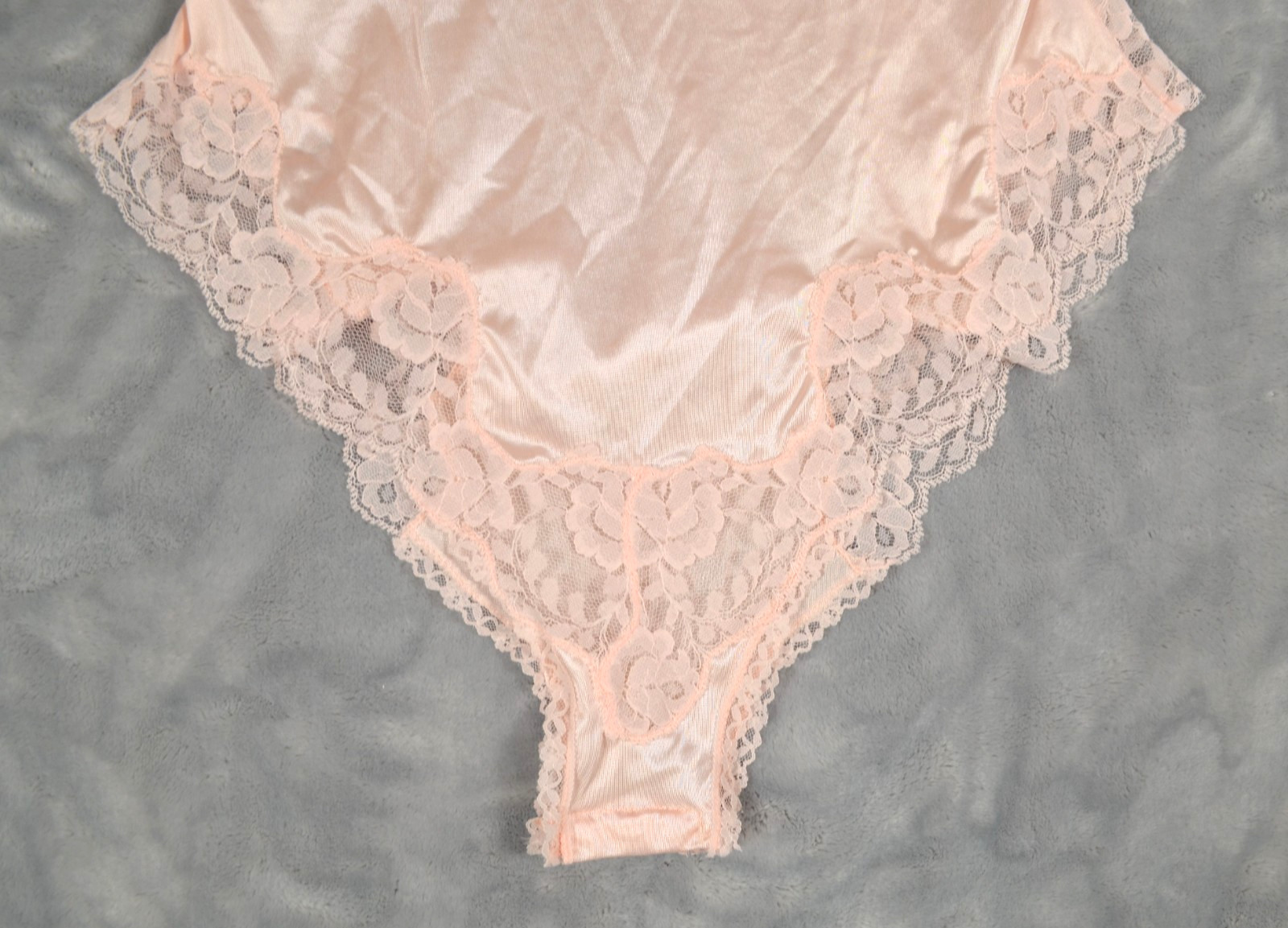 Vintage Teddy Pink Lace Ruffle Sheer Antron III Nylon One Piece Lingerie Size M