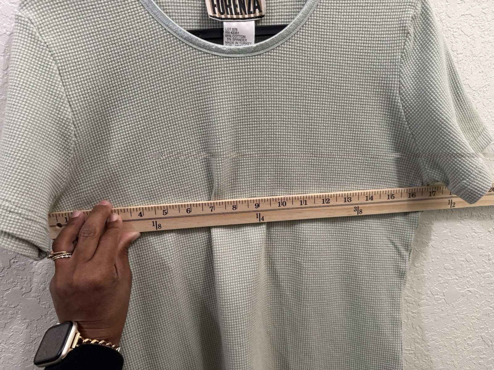 VTG Forenza Sage Green Waffle Knit T Shirt Womens Medium Cotton Blend Y2K M