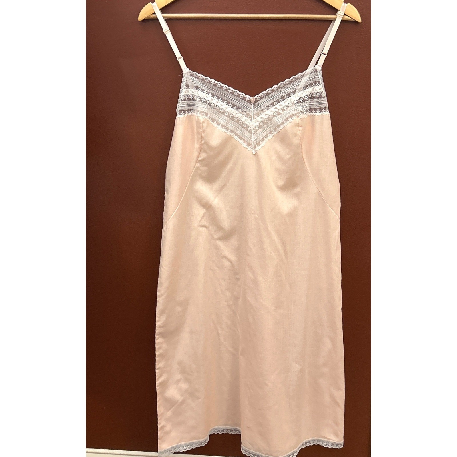 Vintage Vassarette Slip Dress Peach Lace Coquette Balletcore 36/26 Victorian