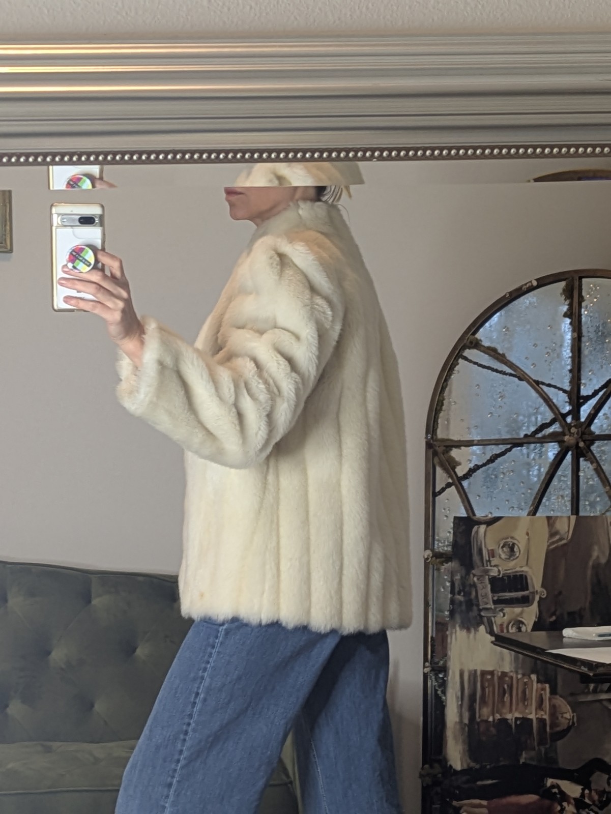 Vintage 80s Luxury Faux Fur Coat by Intrigue Glenoit White Vegan Size Small