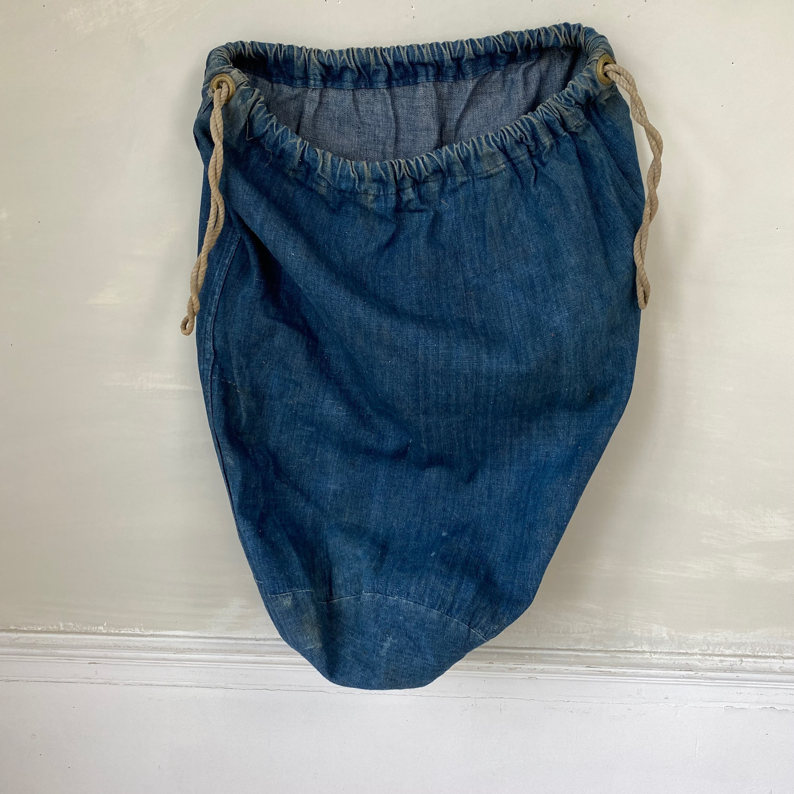 Indigo blue Denim bag antique vintage satchel duffle bag French The Textile Tru