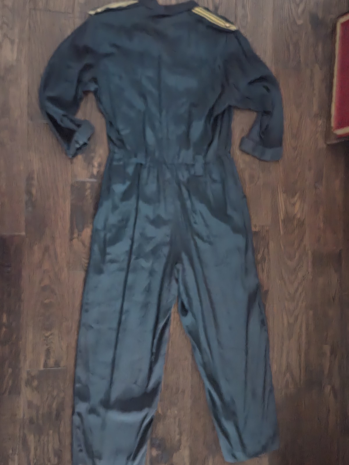 Vintage S.L. Petites Utility Jumpsuit Gold Button Military Airline Style Petite
