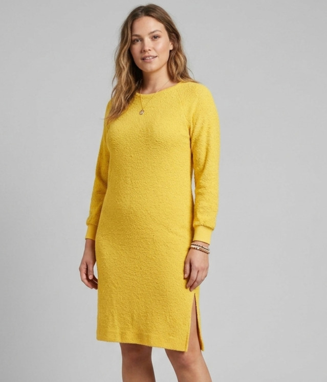 Vintage 70s Jonathan Logan Yellow Lightweight Long Sleeve Knit Dress 12 L