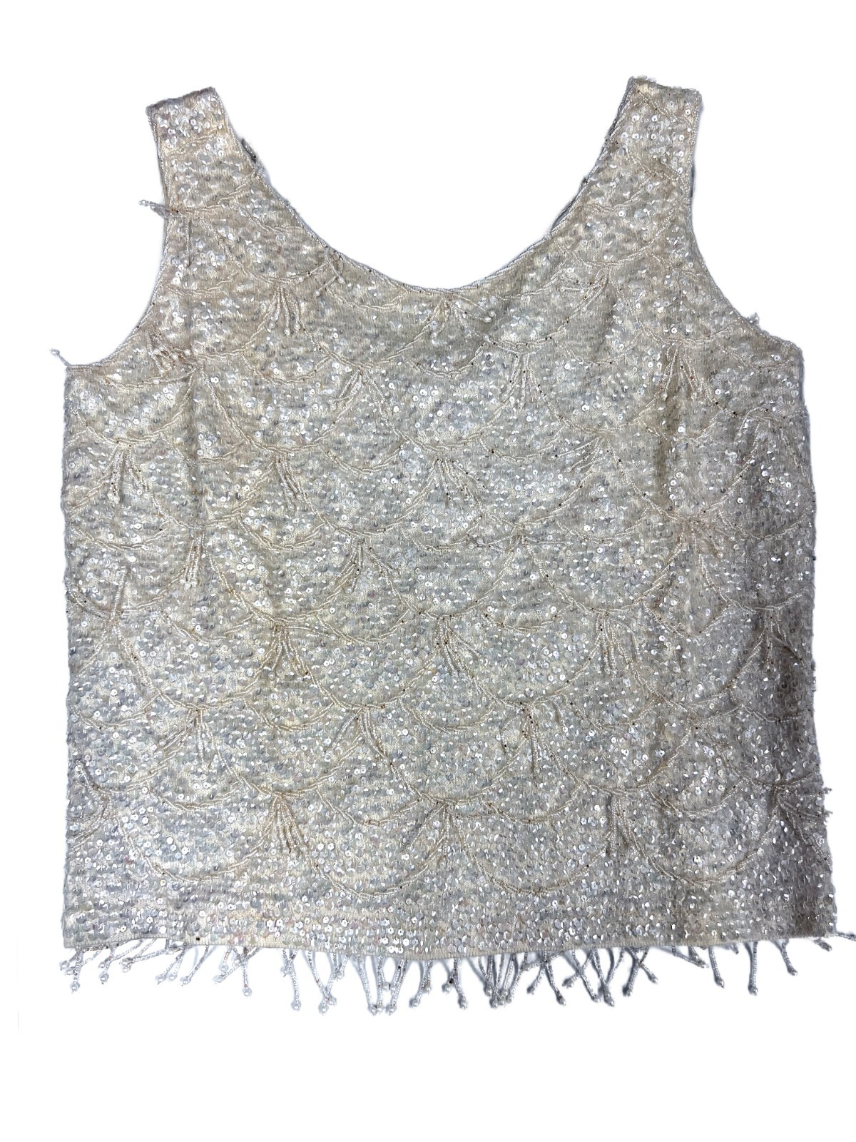 VTG Womens Shell Top Sleeveless Sequin Sweater Shimmy 60s Beaded Various Colors