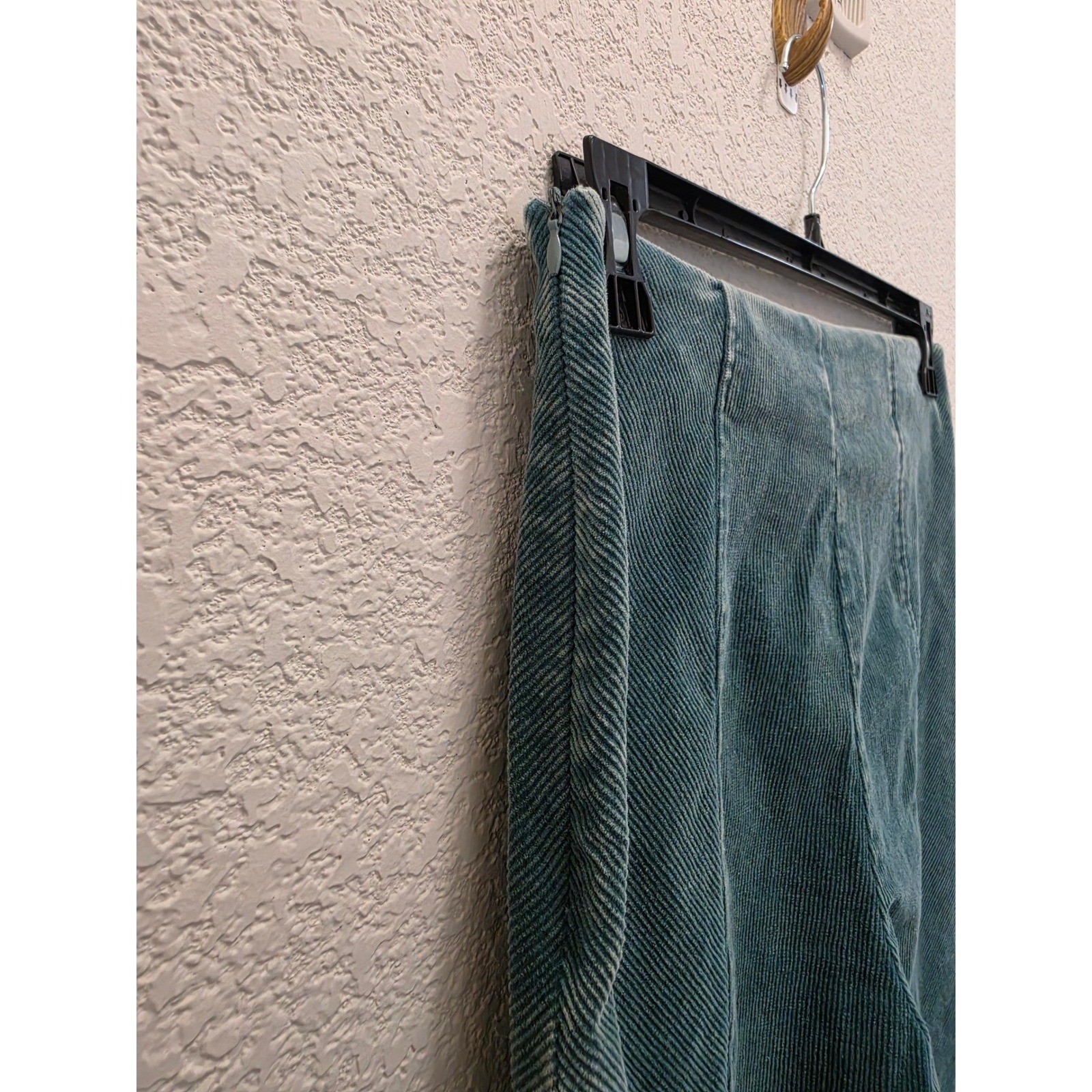 Mystree Corduroy Bell Bottom Pants Women Large Green Side Zip Boho Retro Flare