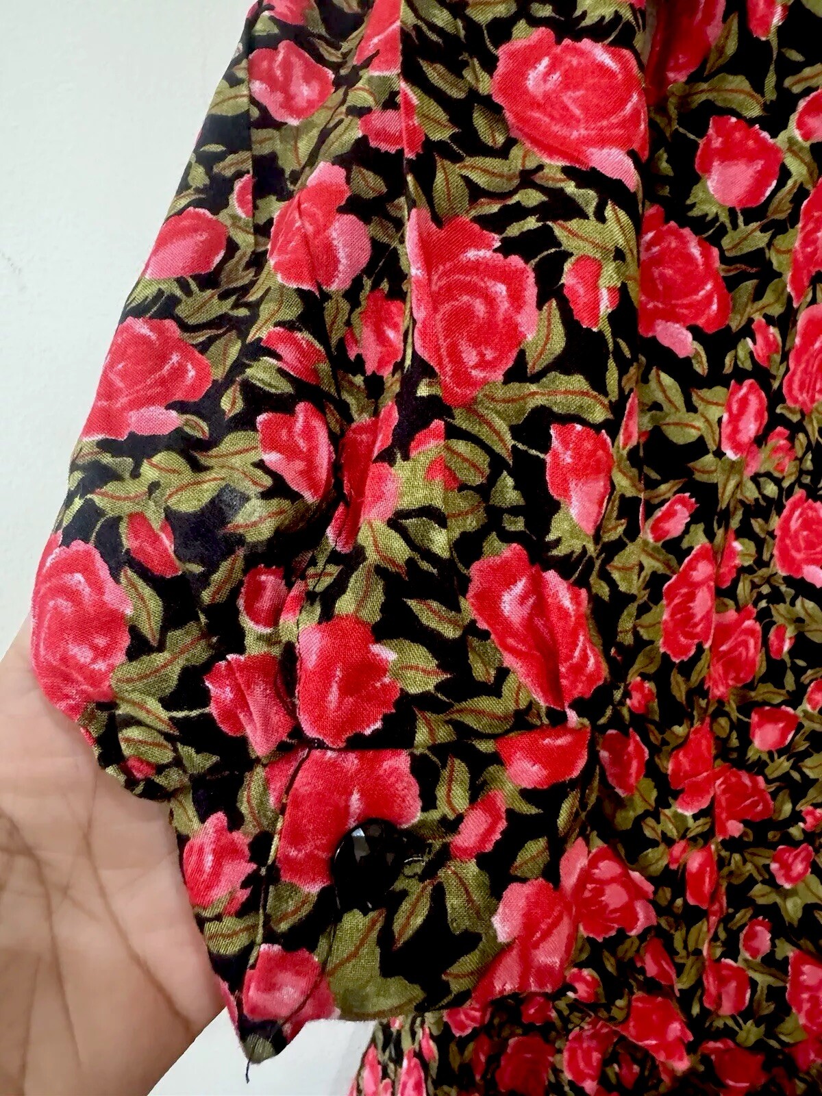 Vintage 80s Red Green Floral Grunge Boho Maxi Casual MORE JAZZ Dress Size 24